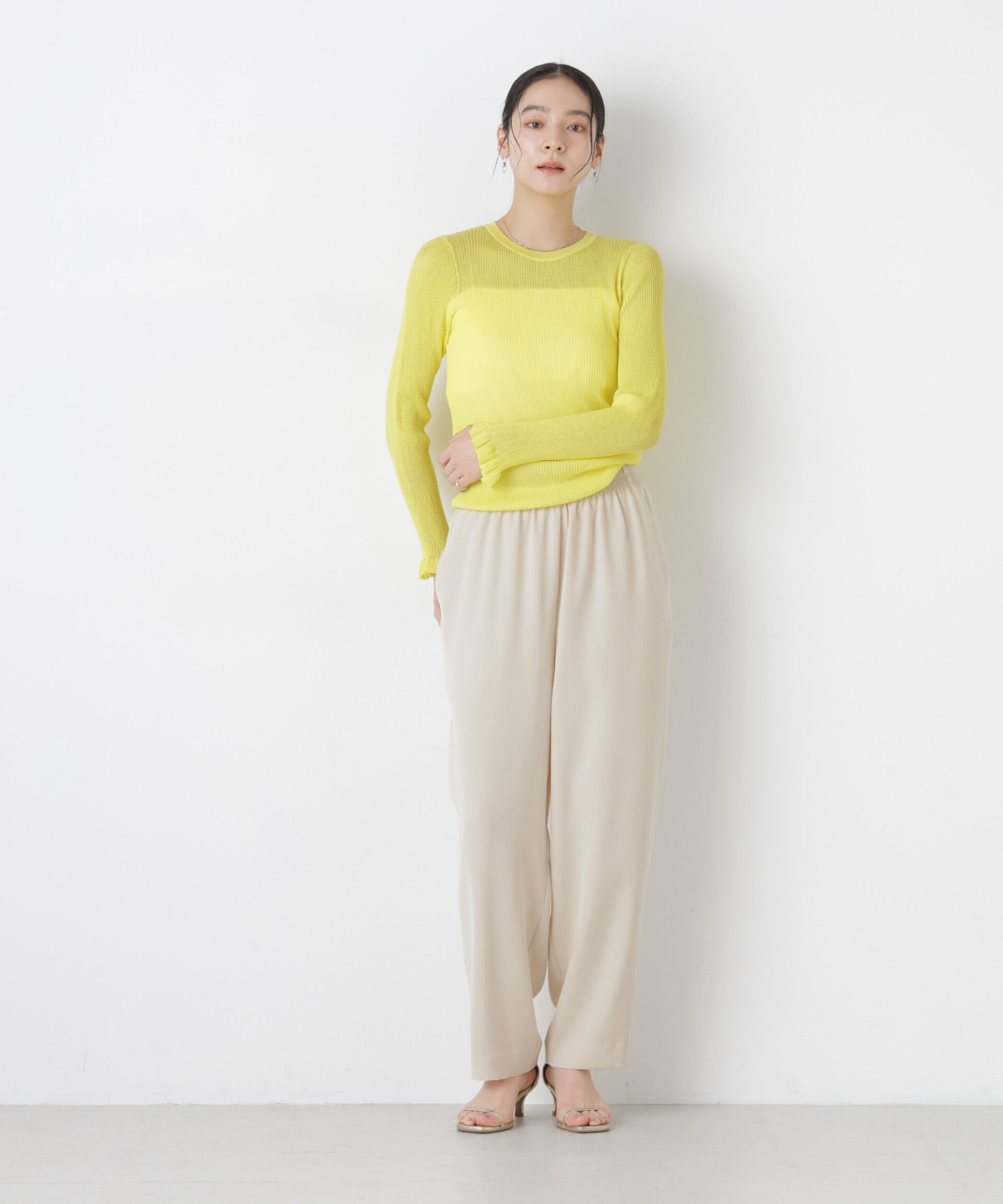 nano･universe「シアーリブフリルカフニット」|ニット・セーター|