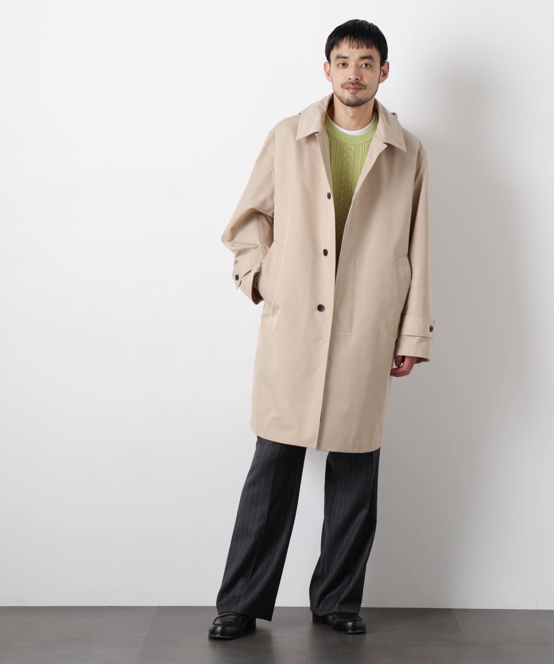 nano･universe「フーデッドステンカラーコート｢WARP PRINT｣ライニング」|その他|