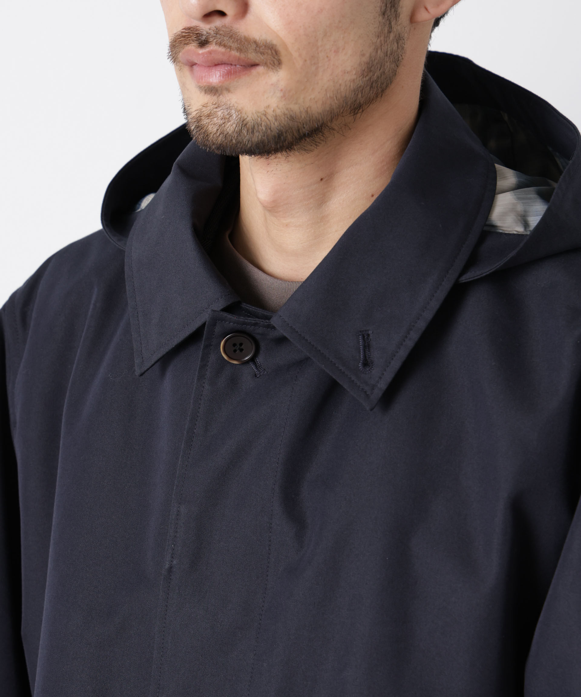 nano･universe「フーデッドステンカラーコート｢WARP PRINT｣ライニング」|その他|