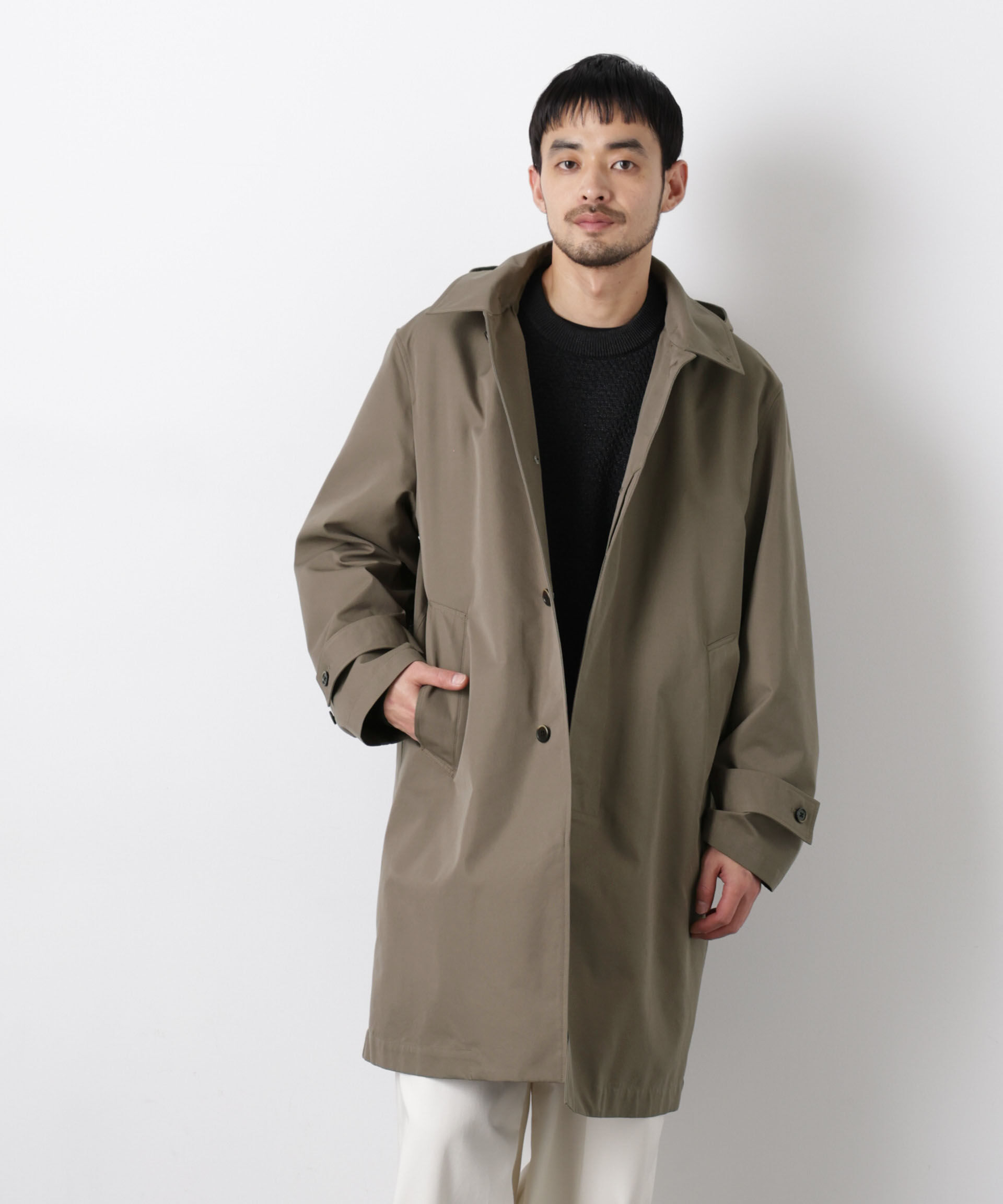 nano･universe「フーデッドステンカラーコート｢WARP PRINT｣ライニング」|その他|