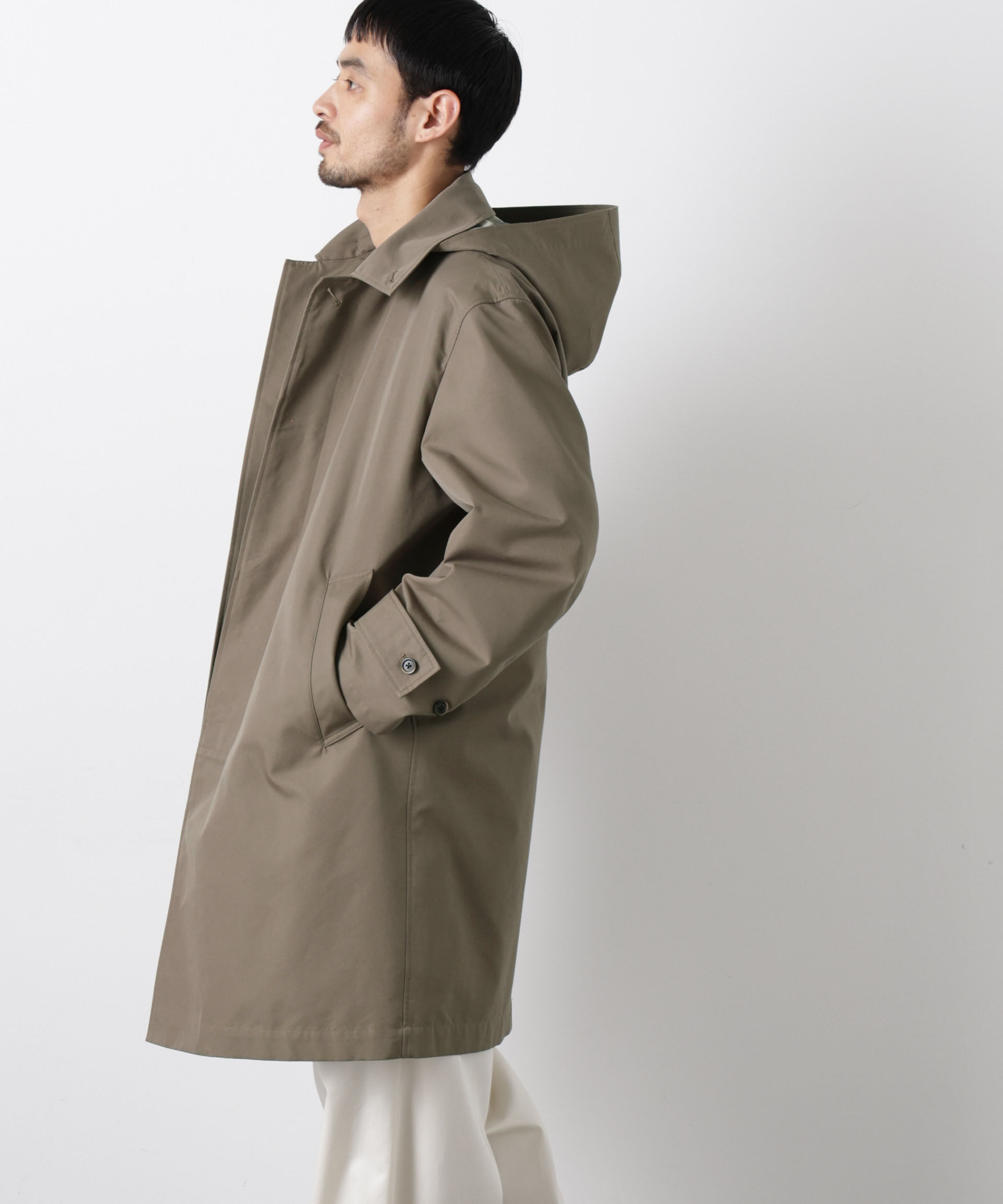 nano･universe「フーデッドステンカラーコート｢WARP PRINT｣ライニング」|その他|