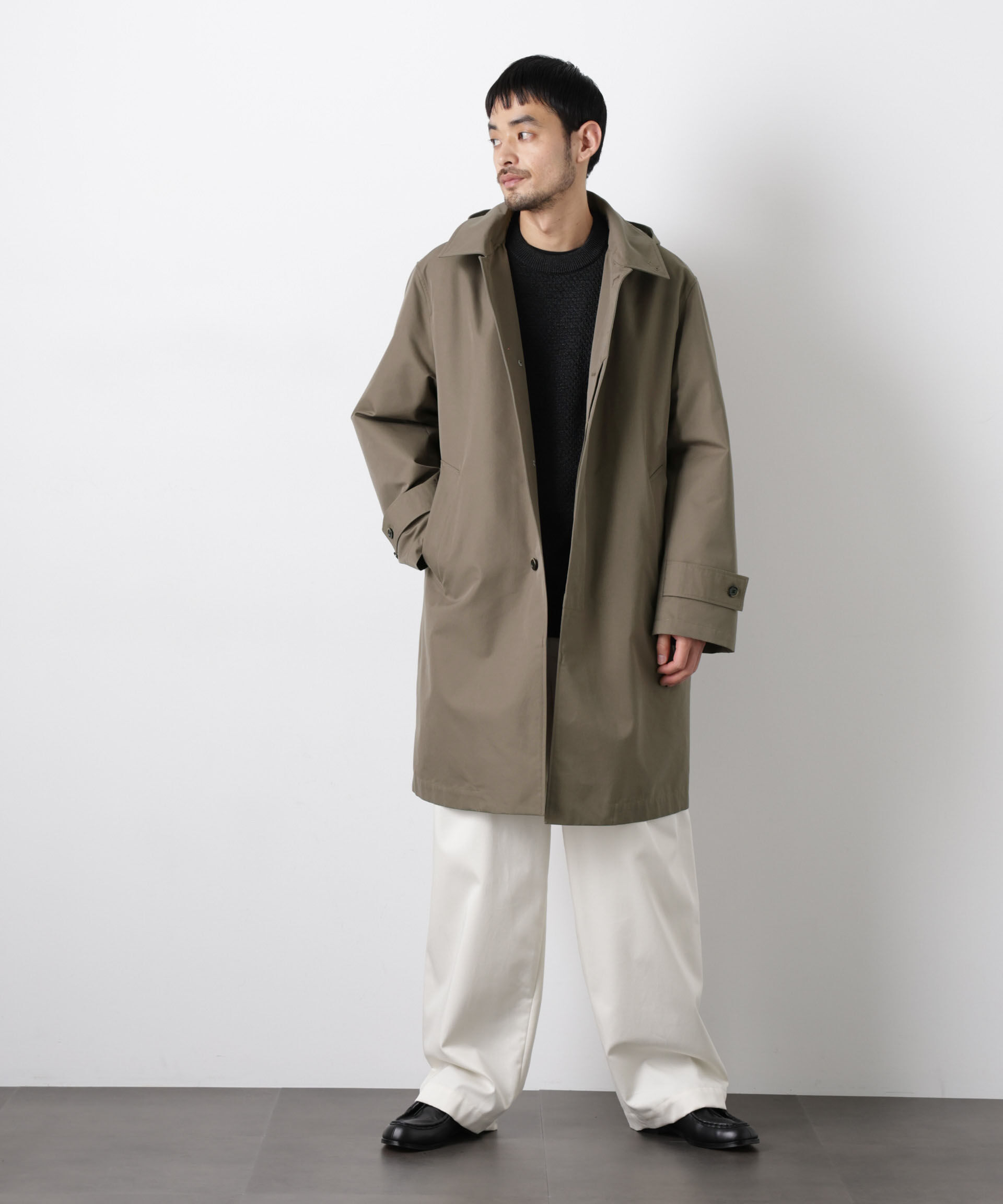 nano･universe「フーデッドステンカラーコート｢WARP PRINT｣ライニング」|その他|