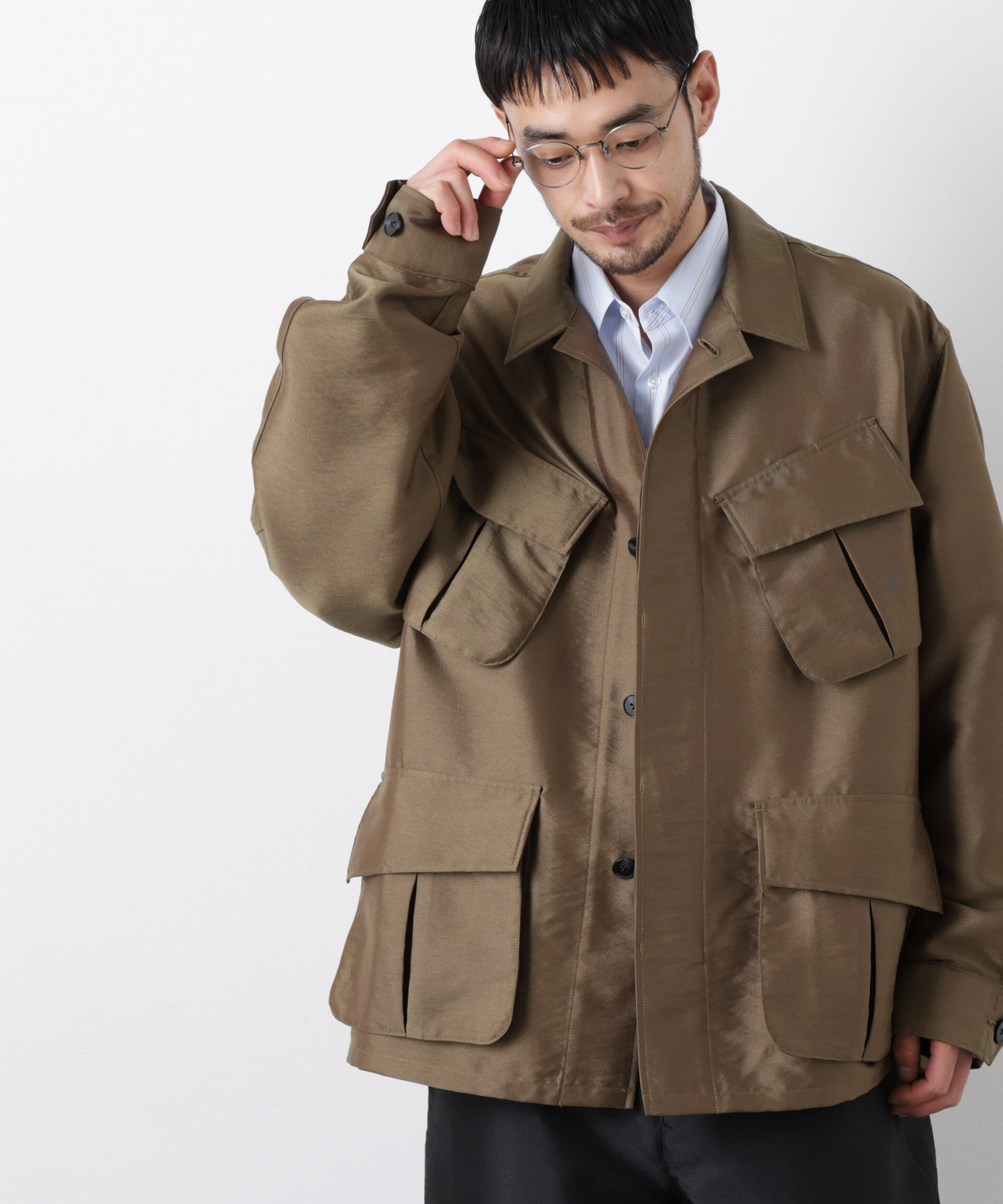 nano･universe「｢ASSEMBLANC｣ ソラーロ ファティーグジャケット」|ブルゾン・スタジャン|カーキ