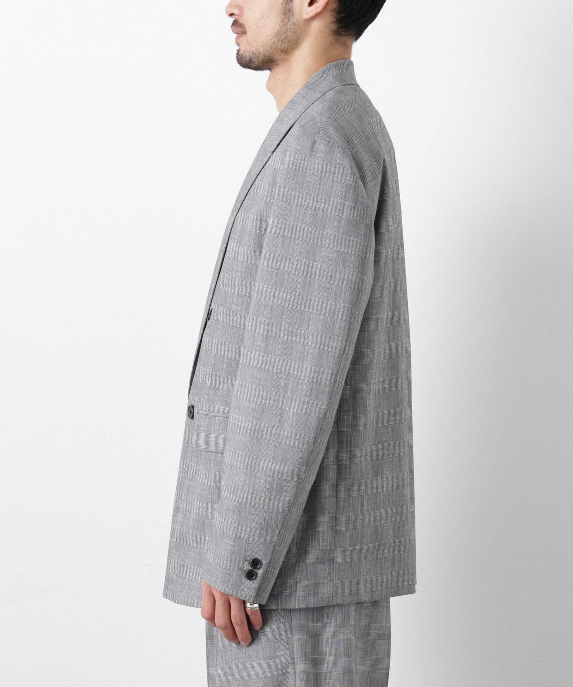 nano･universe「グレンチェックダブルブレストジャケット（セットアップ可）」|テーラードジャケット|