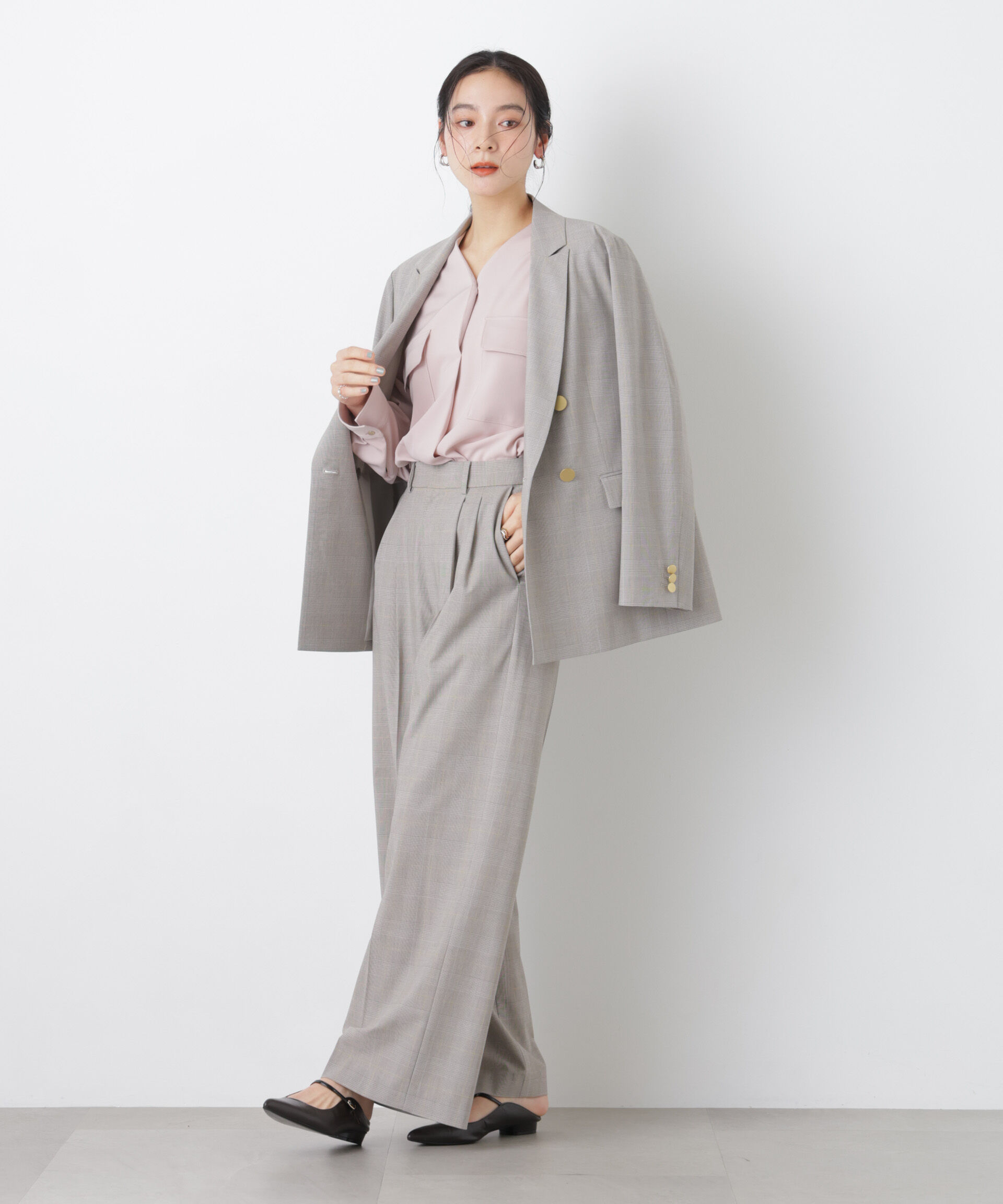 nano･universe「トロストレッチダブルジャケット(セットアップ可)」|テーラードジャケット|