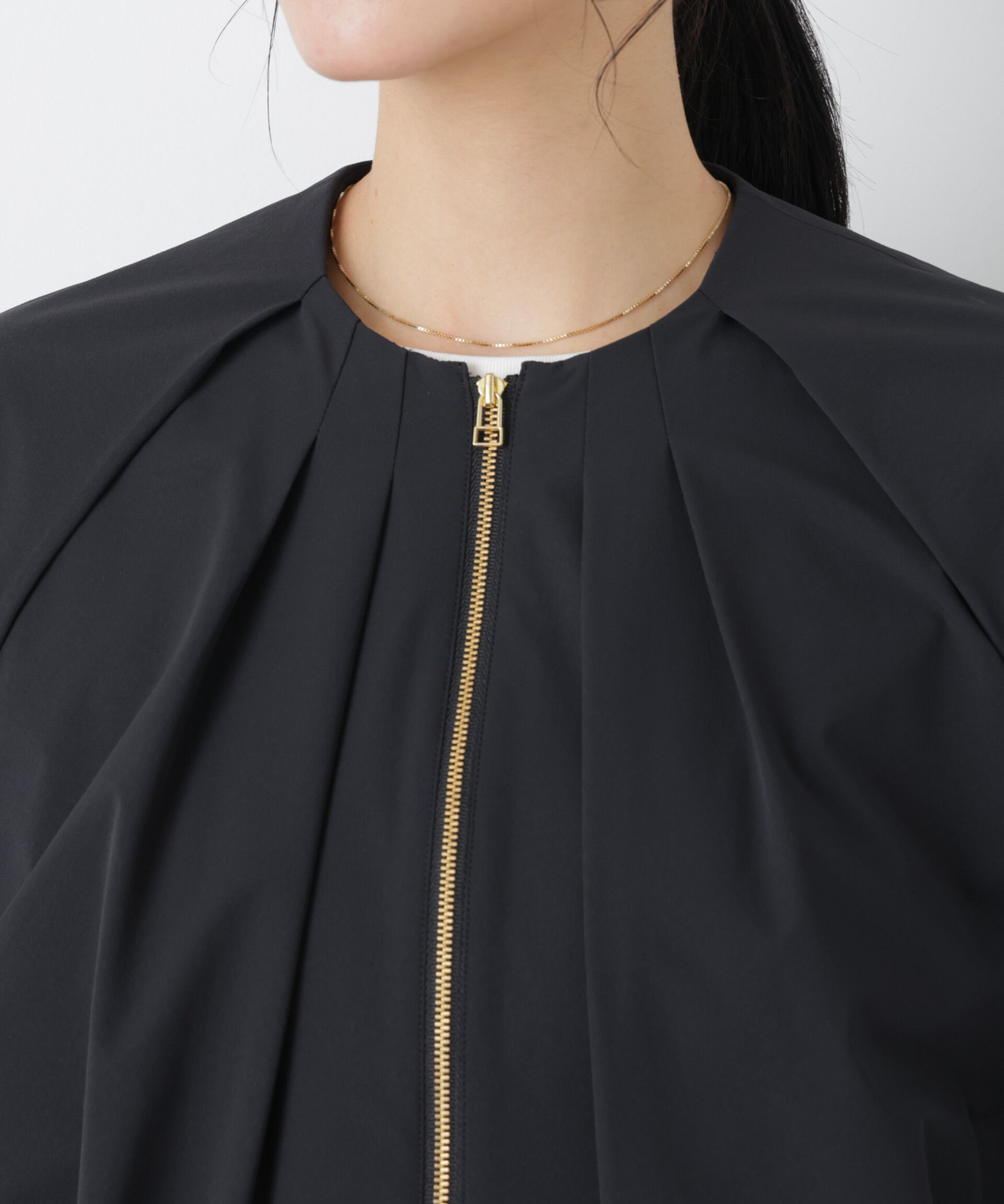 nano･universe「ノーカラードロストタックブルゾン」|ブルゾン・スタジャン|