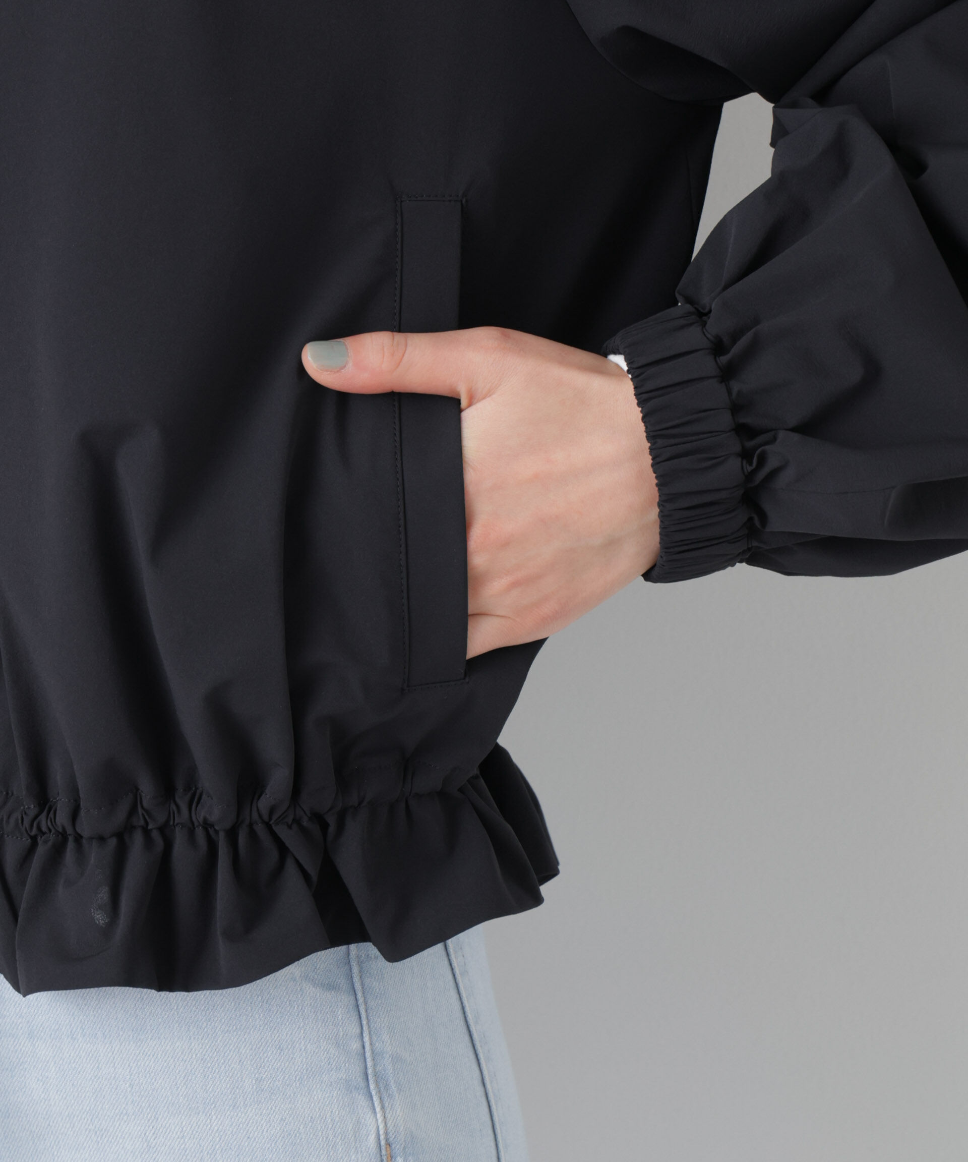 nano･universe「ノーカラードロストタックブルゾン」|ブルゾン・スタジャン|