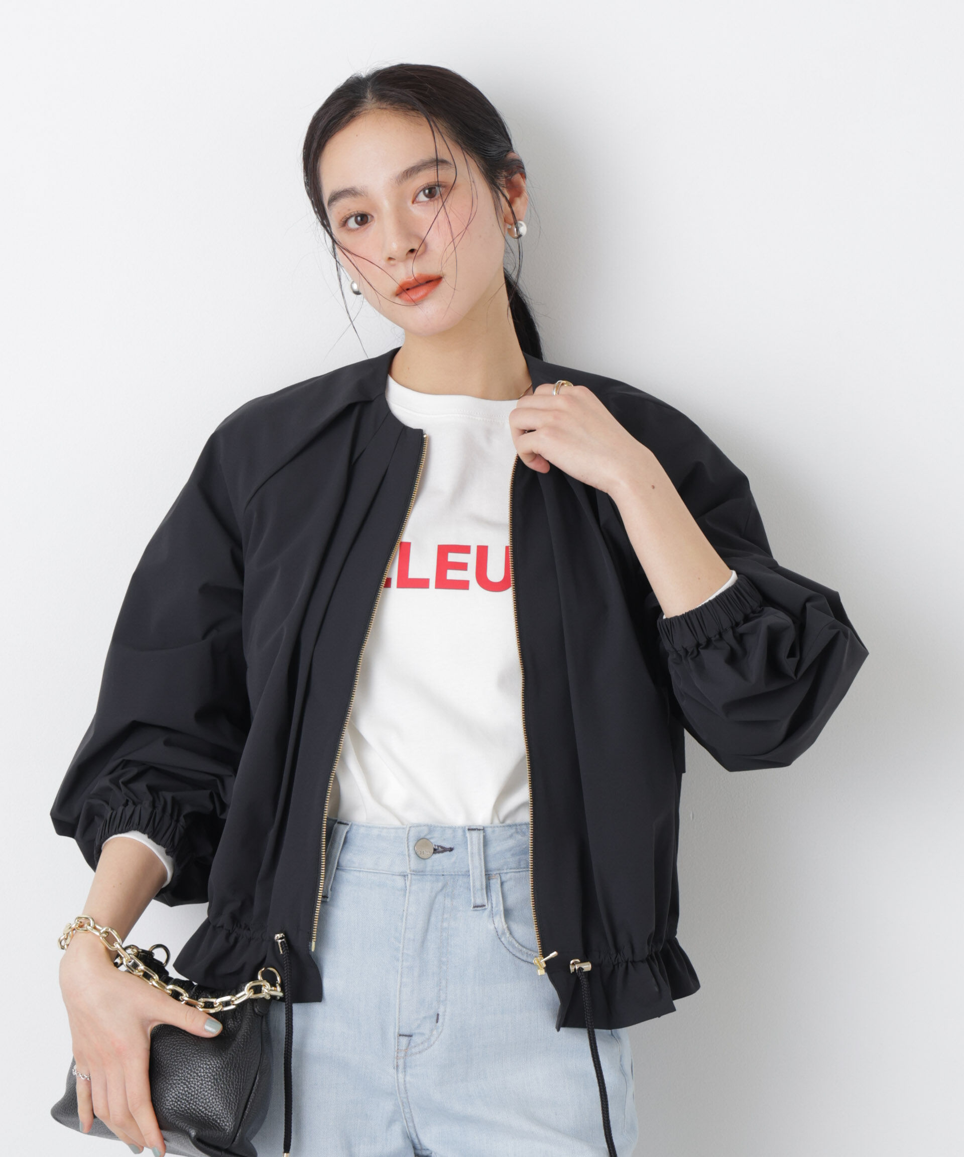 nano･universe「ノーカラードロストタックブルゾン」|ブルゾン・スタジャン|