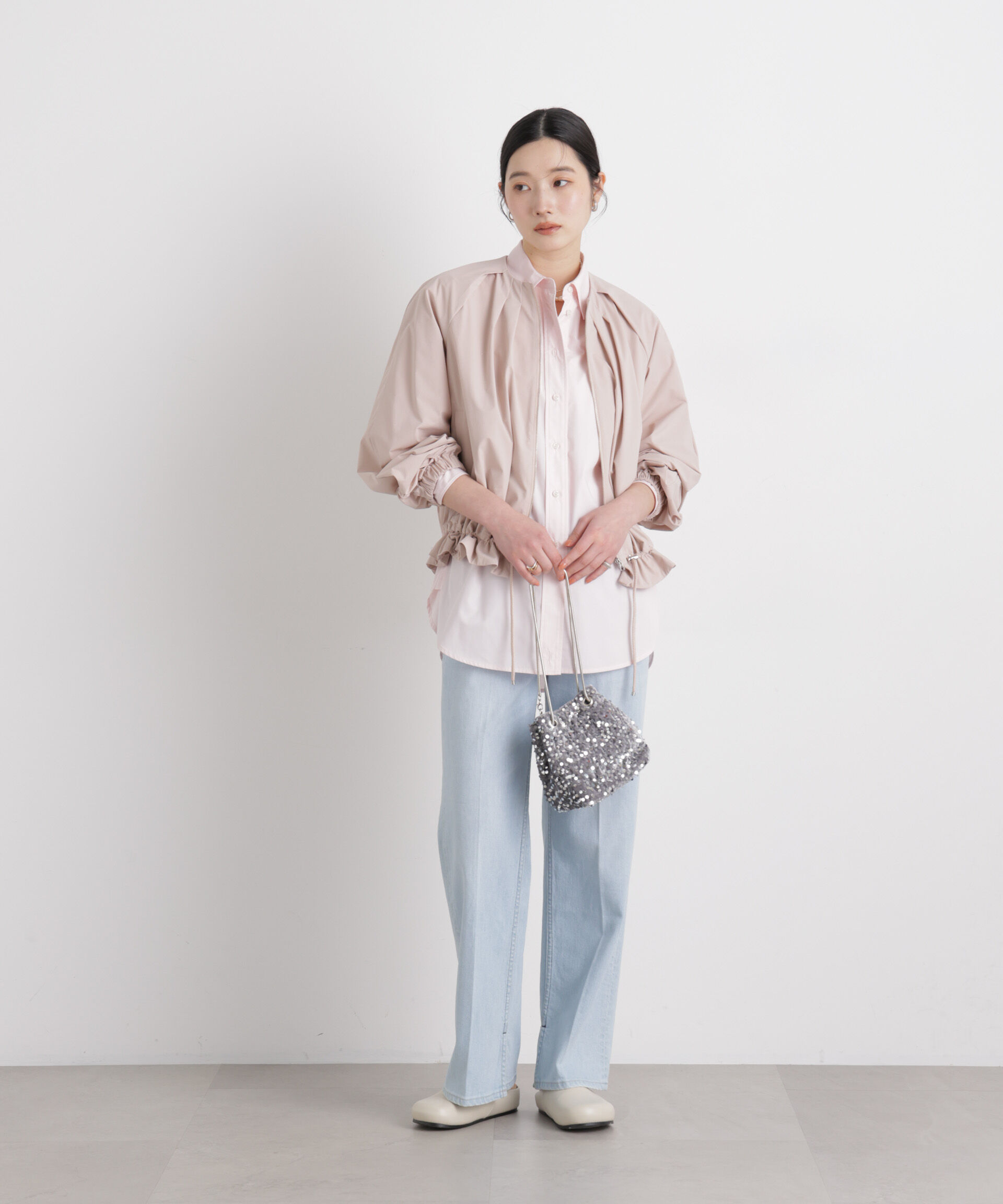 nano･universe「ノーカラードロストタックブルゾン」|ブルゾン・スタジャン|