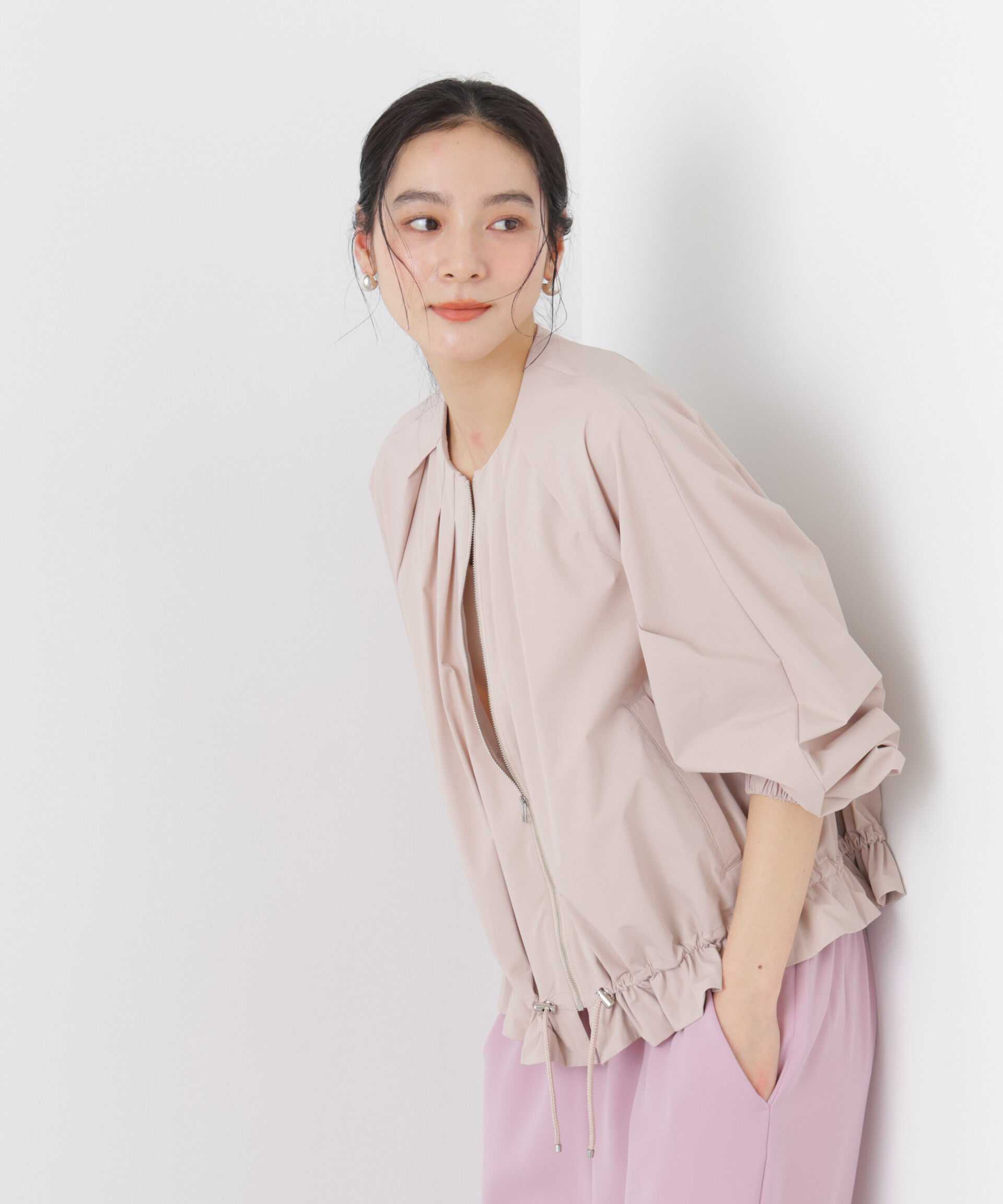 nano･universe「ノーカラードロストタックブルゾン」|ブルゾン・スタジャン|