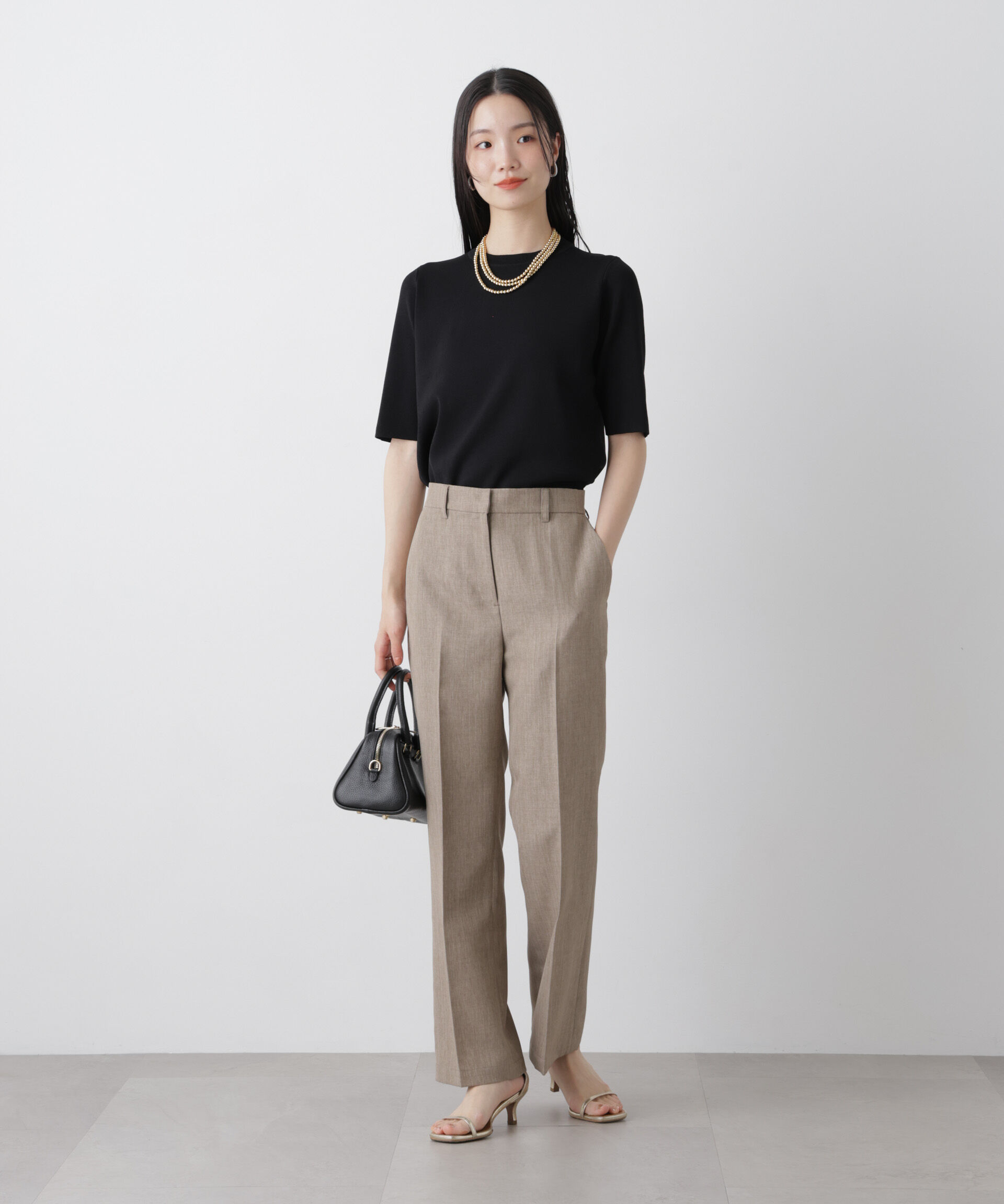 nano･universe「洗濯機洗い可UVカット接触冷感半袖ニット」|ニット・セーター|