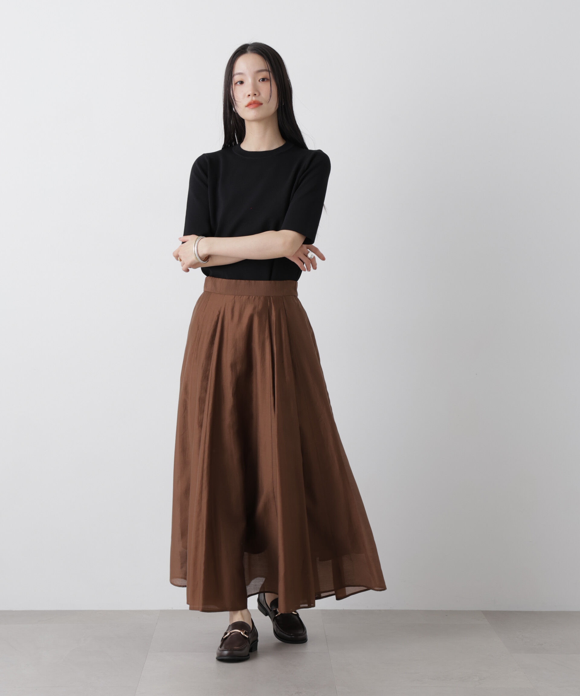 nano･universe「洗濯機洗い可UVカット接触冷感半袖ニット」|ニット・セーター|