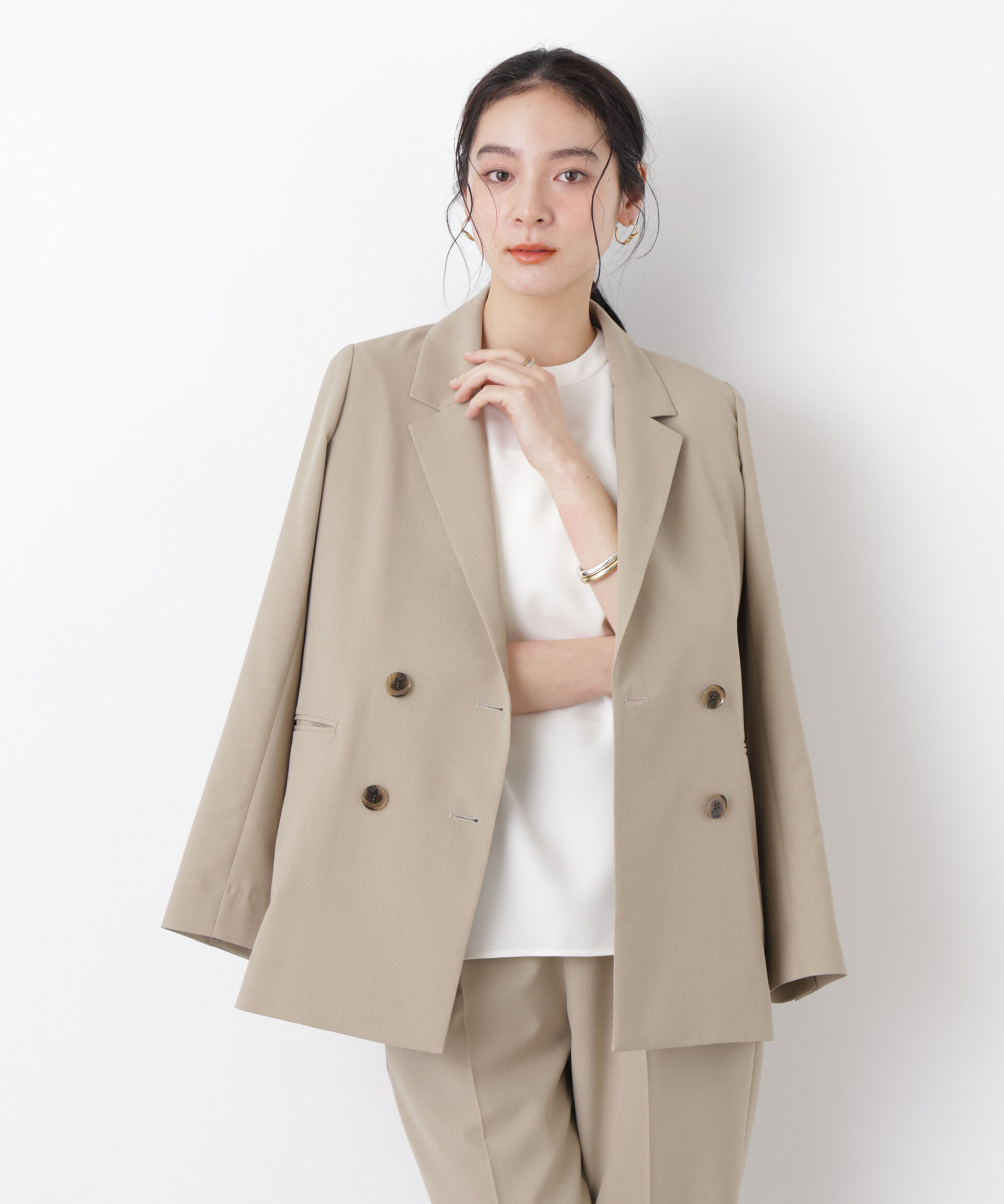 nano･universe「ライトファンクション ダブルジャケット(セットアップ可)」|テーラードジャケット|