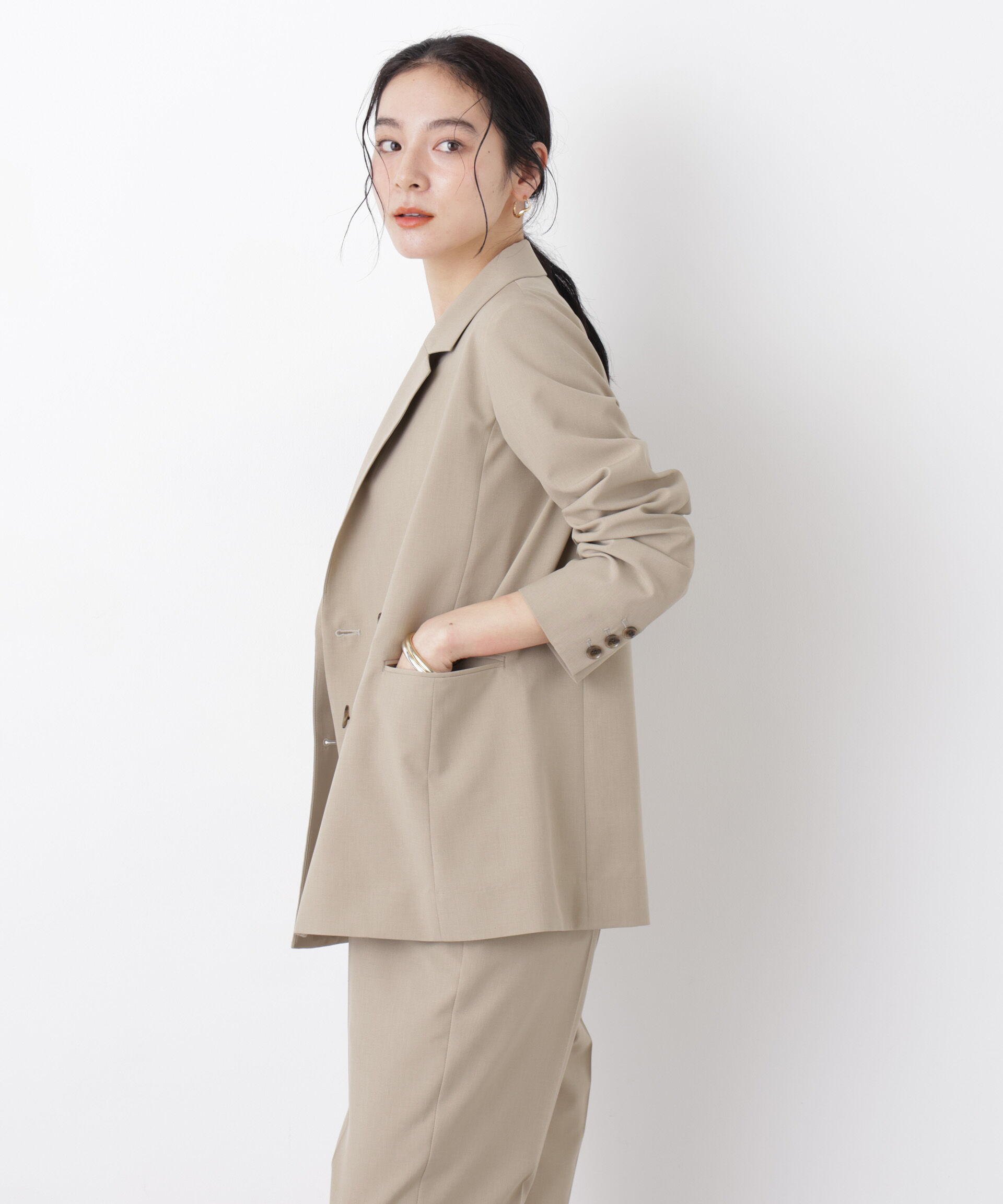 nano･universe「ライトファンクション ダブルジャケット(セットアップ可)」|テーラードジャケット|