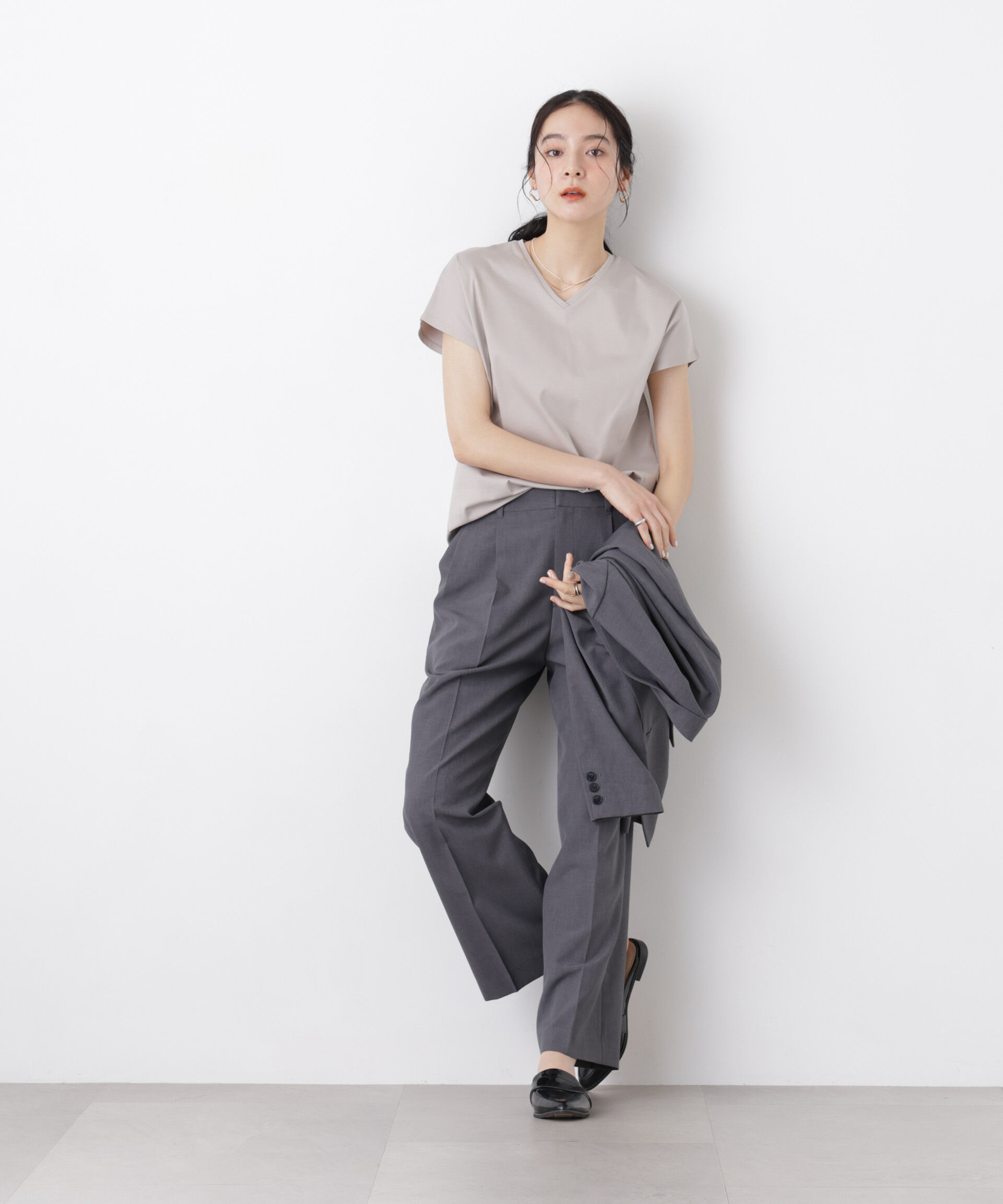 nano･universe「ライトファンクションタックセミワイドパンツ(セットアップ可)」|チノ|