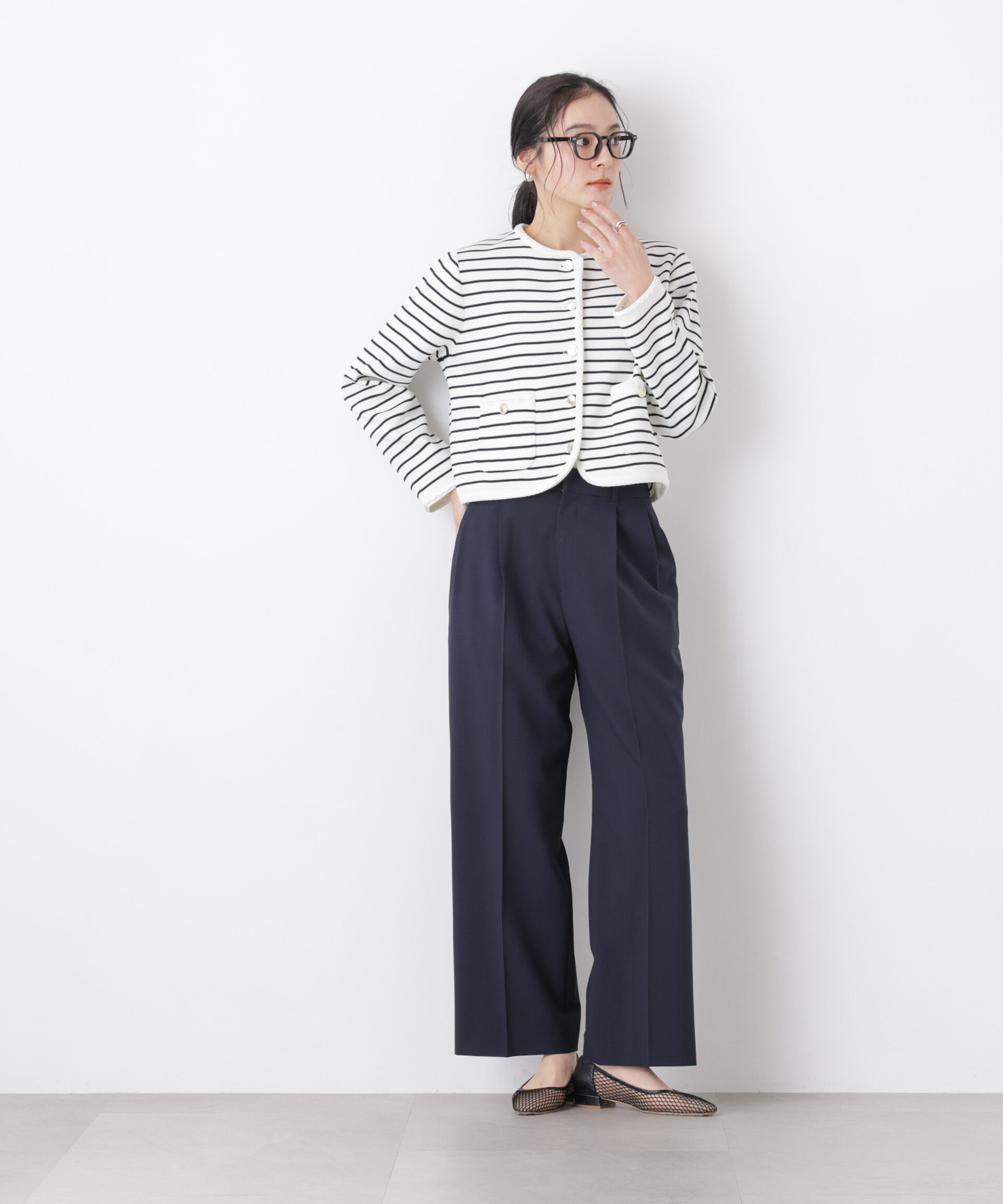 nano･universe「ライトファンクションタックセミワイドパンツ(セットアップ可)」|チノ|