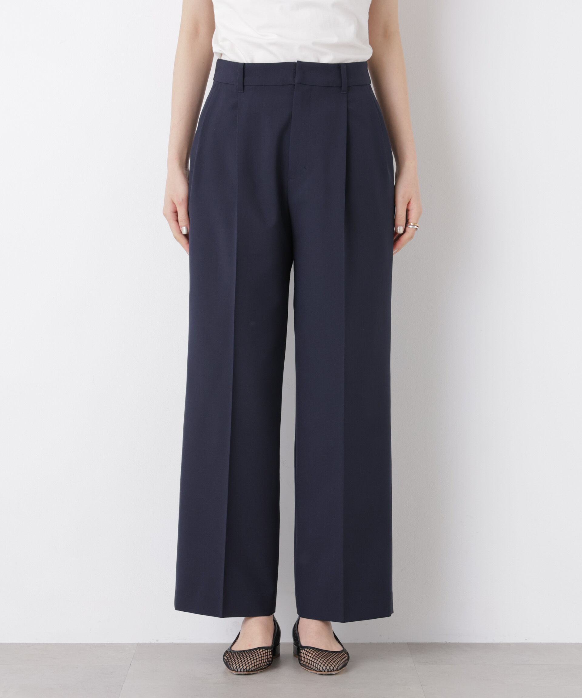 nano･universe「ライトファンクションタックセミワイドパンツ(セットアップ可)」|チノ|