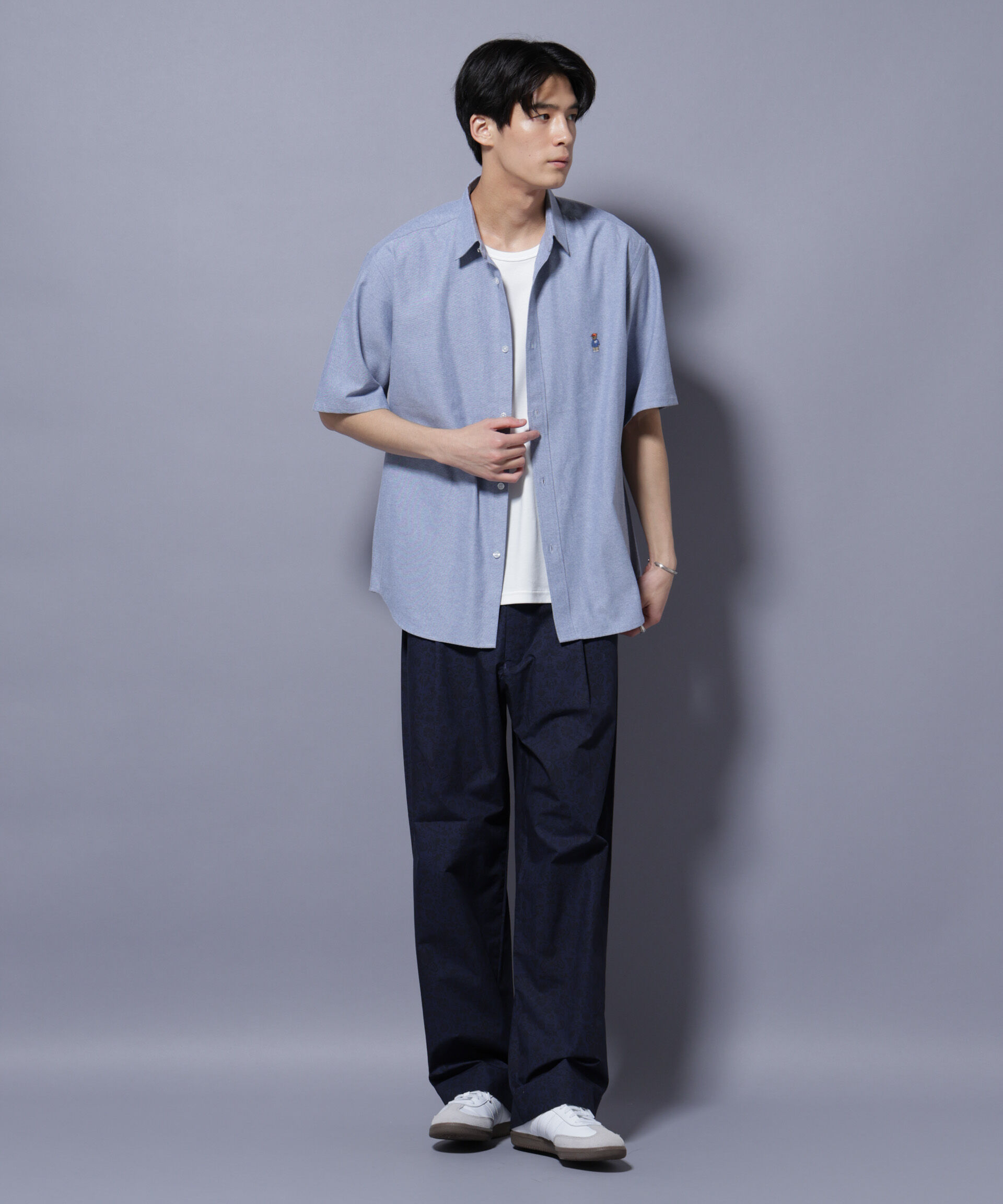 nano･universe「ナノベアワンポイントシャツ半袖」|シャツ・ブラウス|