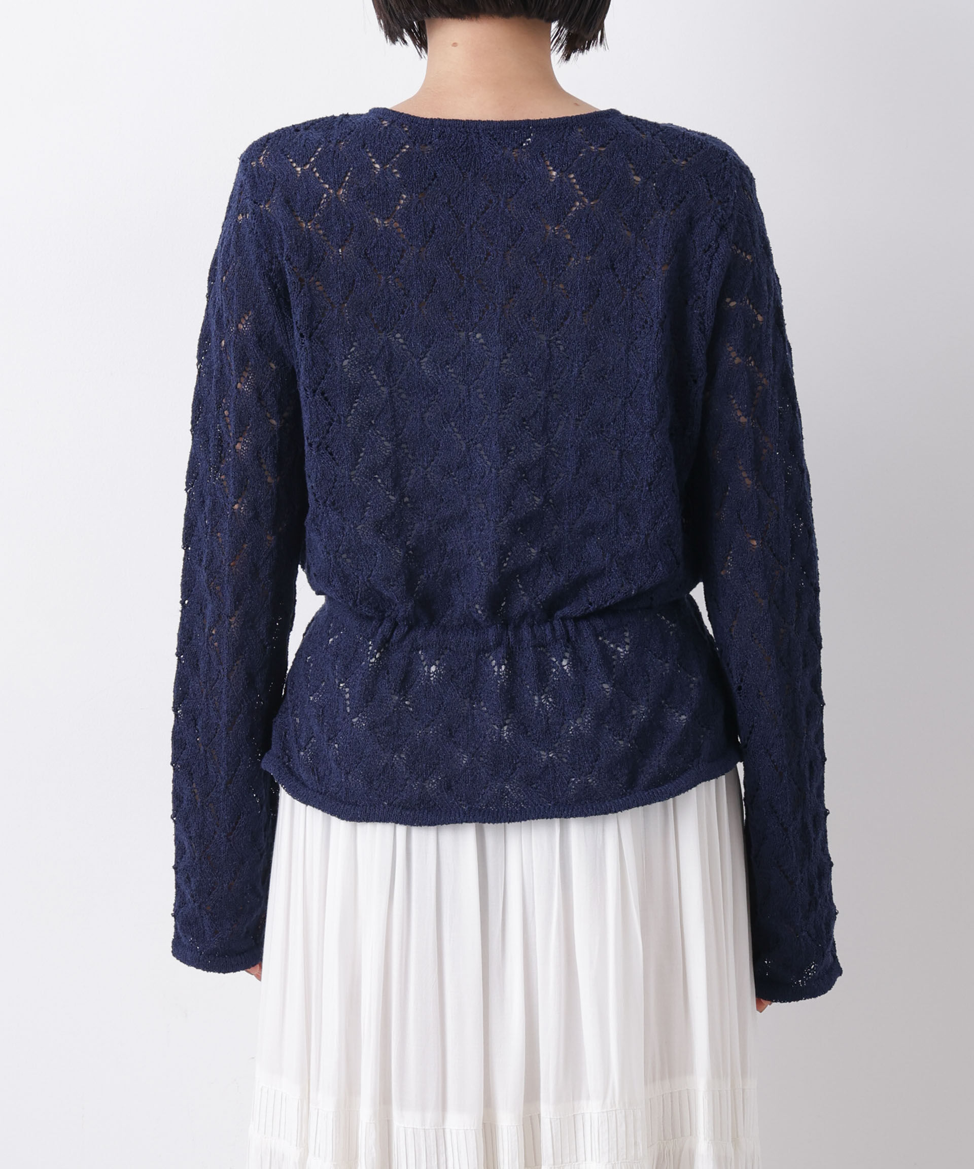 nano･universe「透かし柄ペプラムニットカーディガン」|ニット・セーター|
