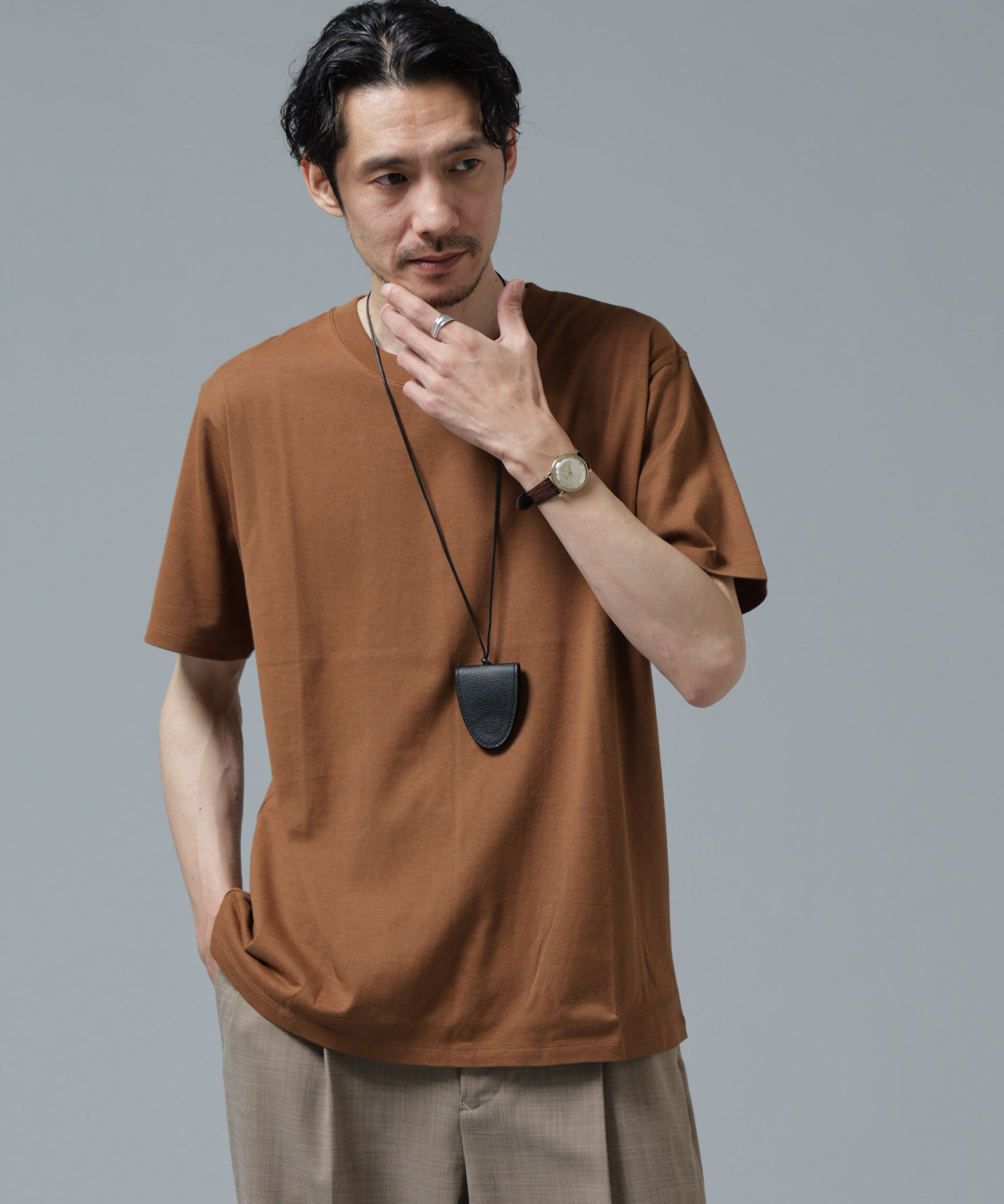 nano･universe「Anti Soaked(R) 汗染み防止 ライトウェイト 5.6oz ミドルシルエットTシャツ」|Tシャツ・カットソー|テラコッタ6