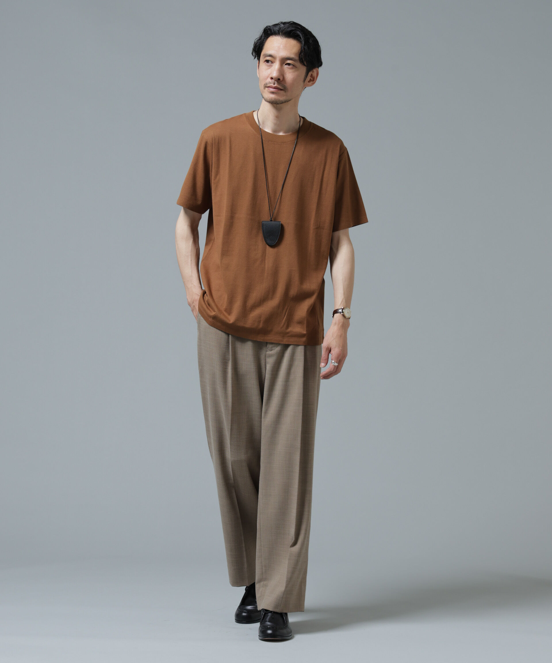 nano･universe「Anti Soaked(R) 汗染み防止 ライトウェイト 5.6oz ミドルシルエットTシャツ」|Tシャツ・カットソー|