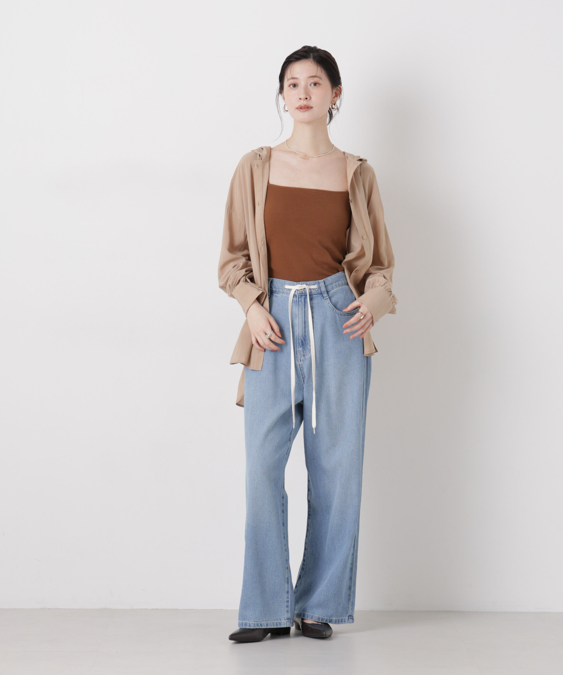 nano･universe「抗菌防臭リブカップ付きダブルストラップキャミソール」|Tシャツ・カットソー|