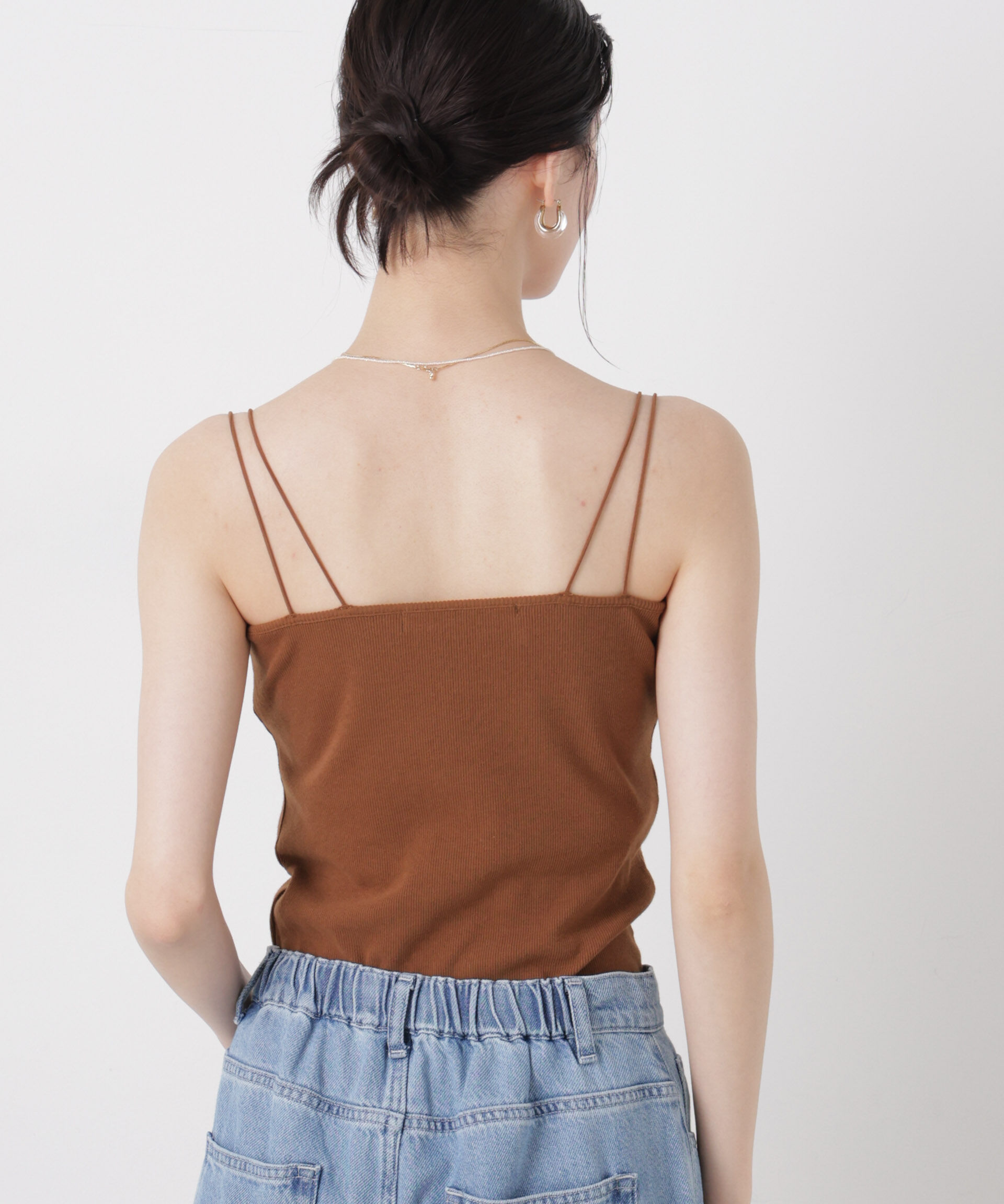 nano･universe「抗菌防臭リブカップ付きダブルストラップキャミソール」|Tシャツ・カットソー|