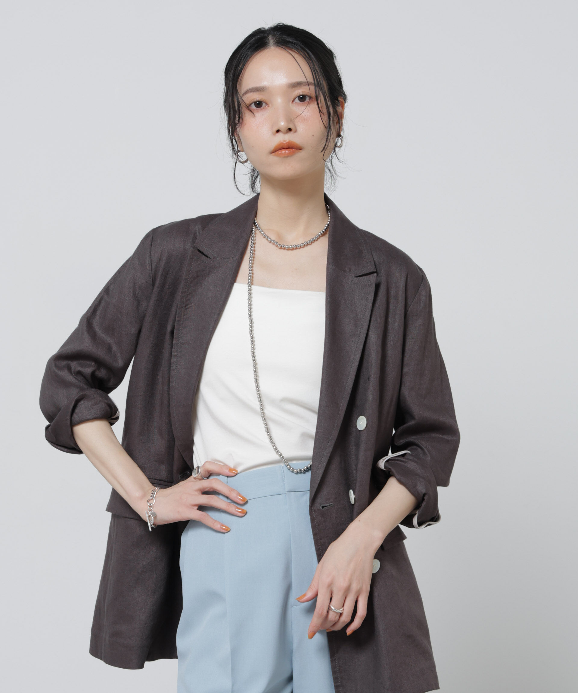 nano･universe「European Flax ダブル6Bジャケット(セットアップ可)」|テーラードジャケット|