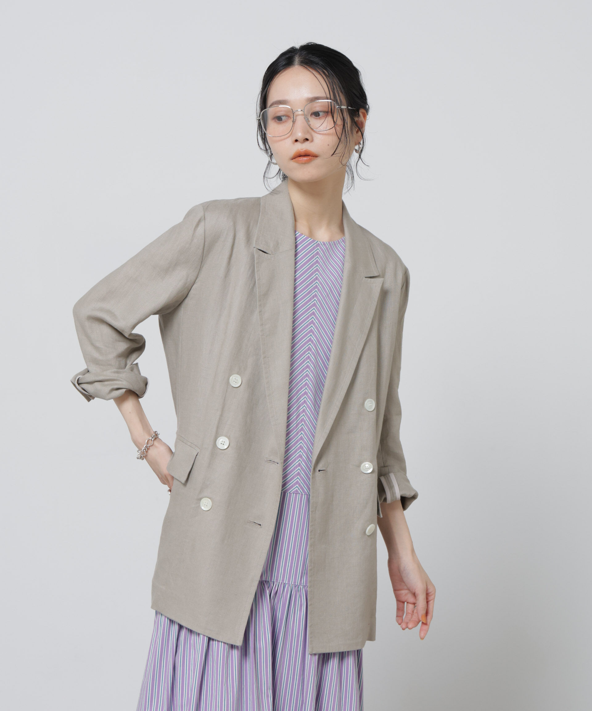 nano･universe「European Flax ダブル6Bジャケット(セットアップ可)」|テーラードジャケット|