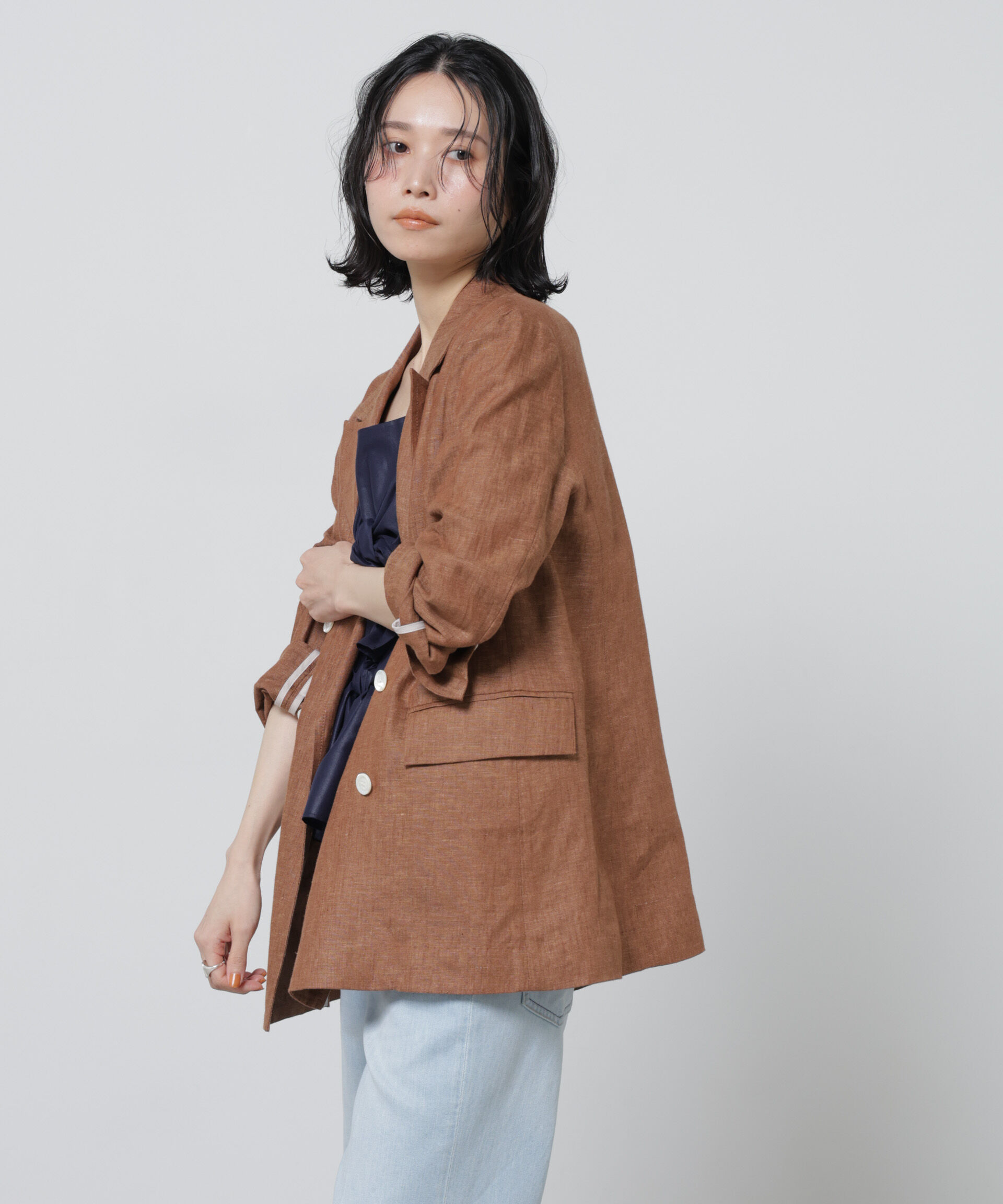 nano･universe「European Flax ダブル6Bジャケット(セットアップ可)」|テーラードジャケット|