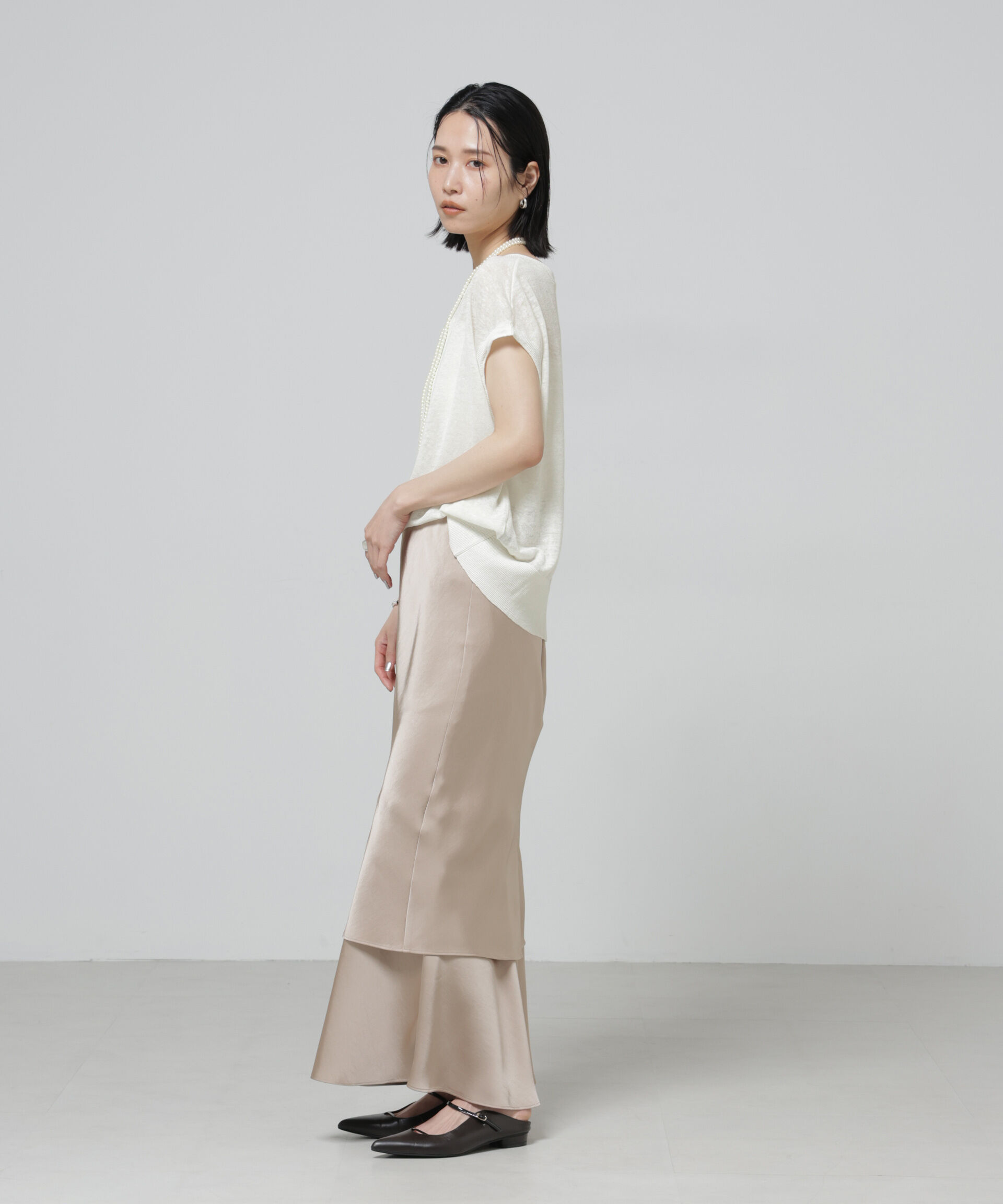 nano･universe「European Flax 2wayフレンチスリーブニット」|ニット・セーター|