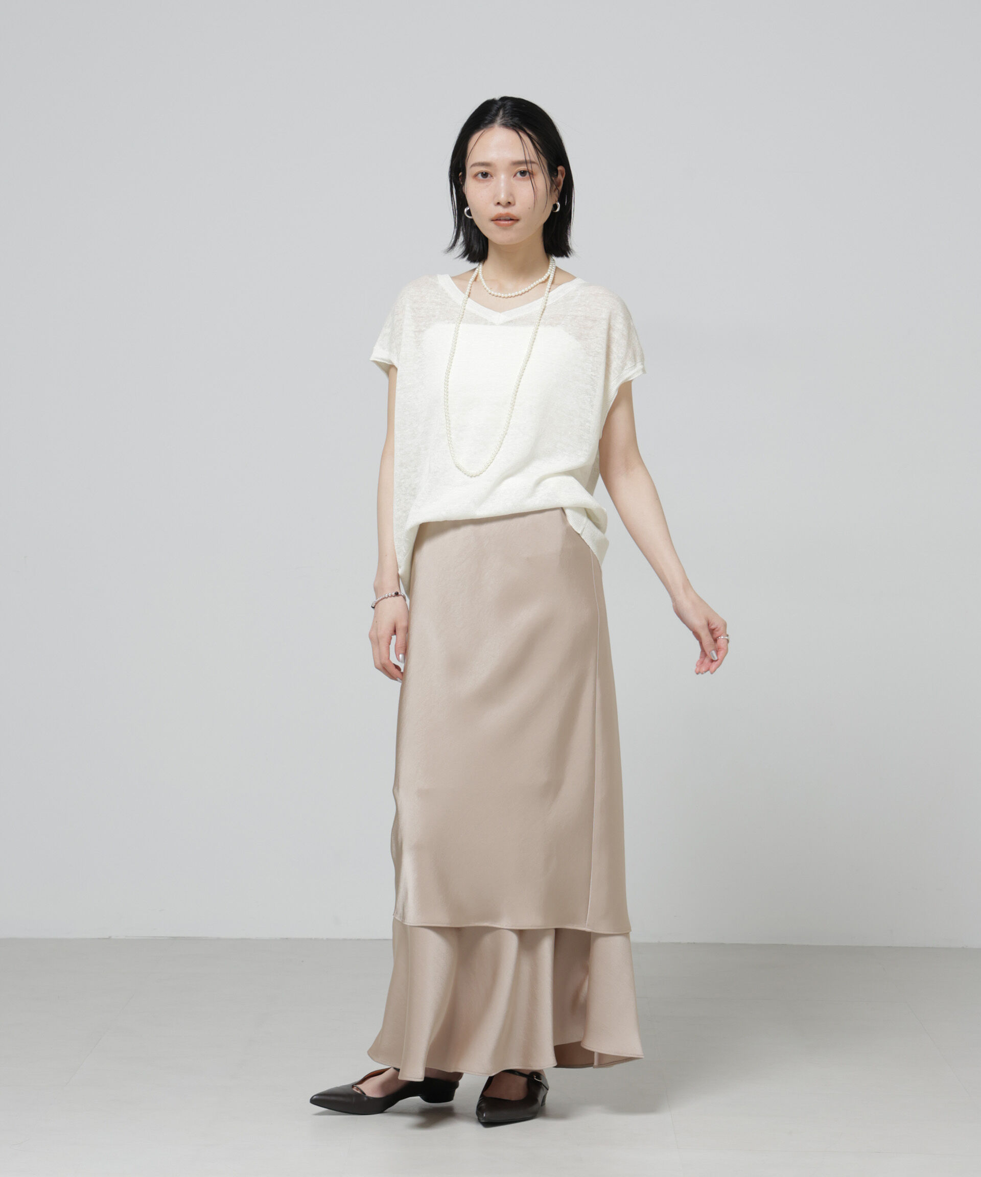 nano･universe「European Flax 2wayフレンチスリーブニット」|ニット・セーター|