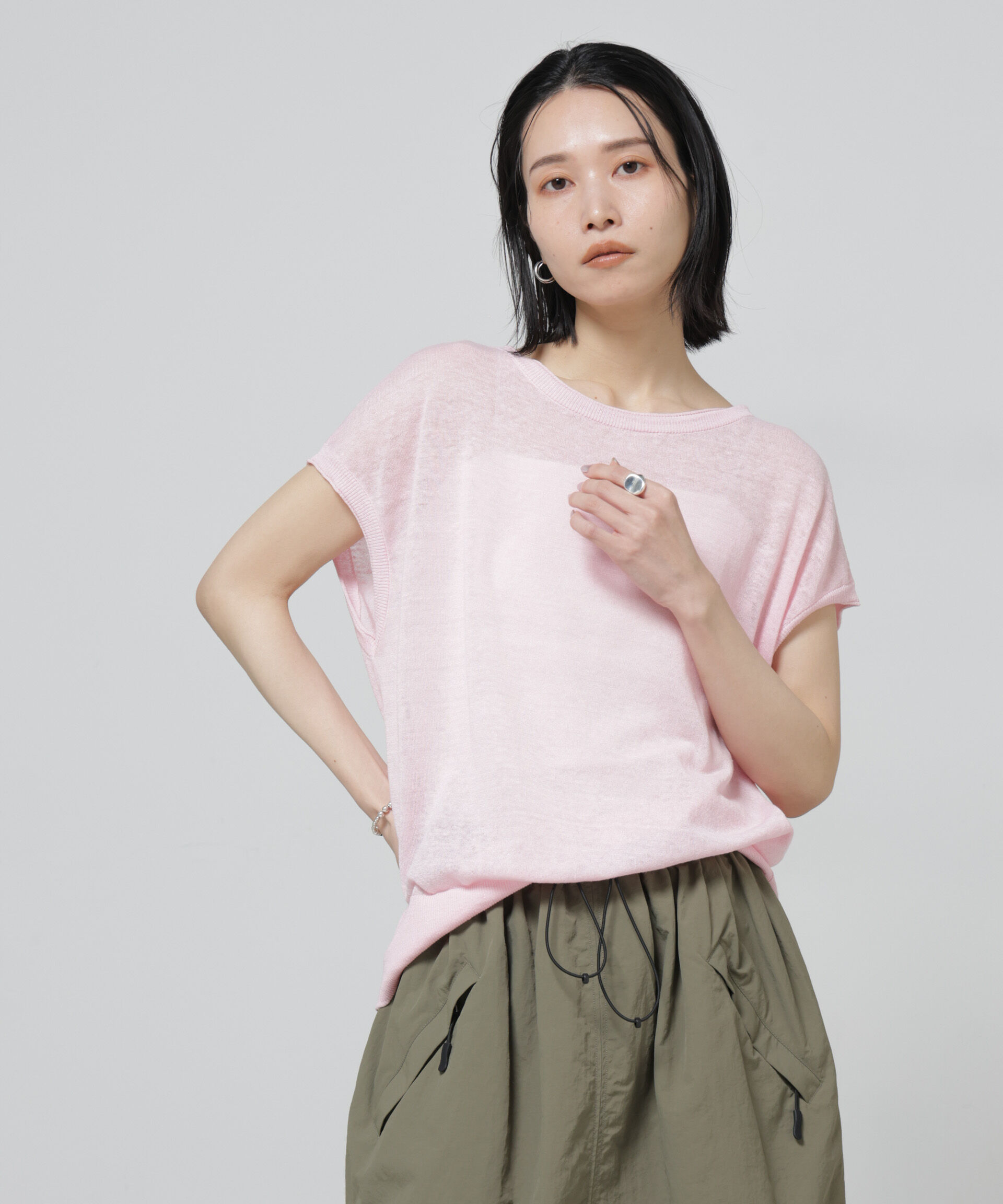 nano･universe「European Flax 2wayフレンチスリーブニット」|ニット・セーター|