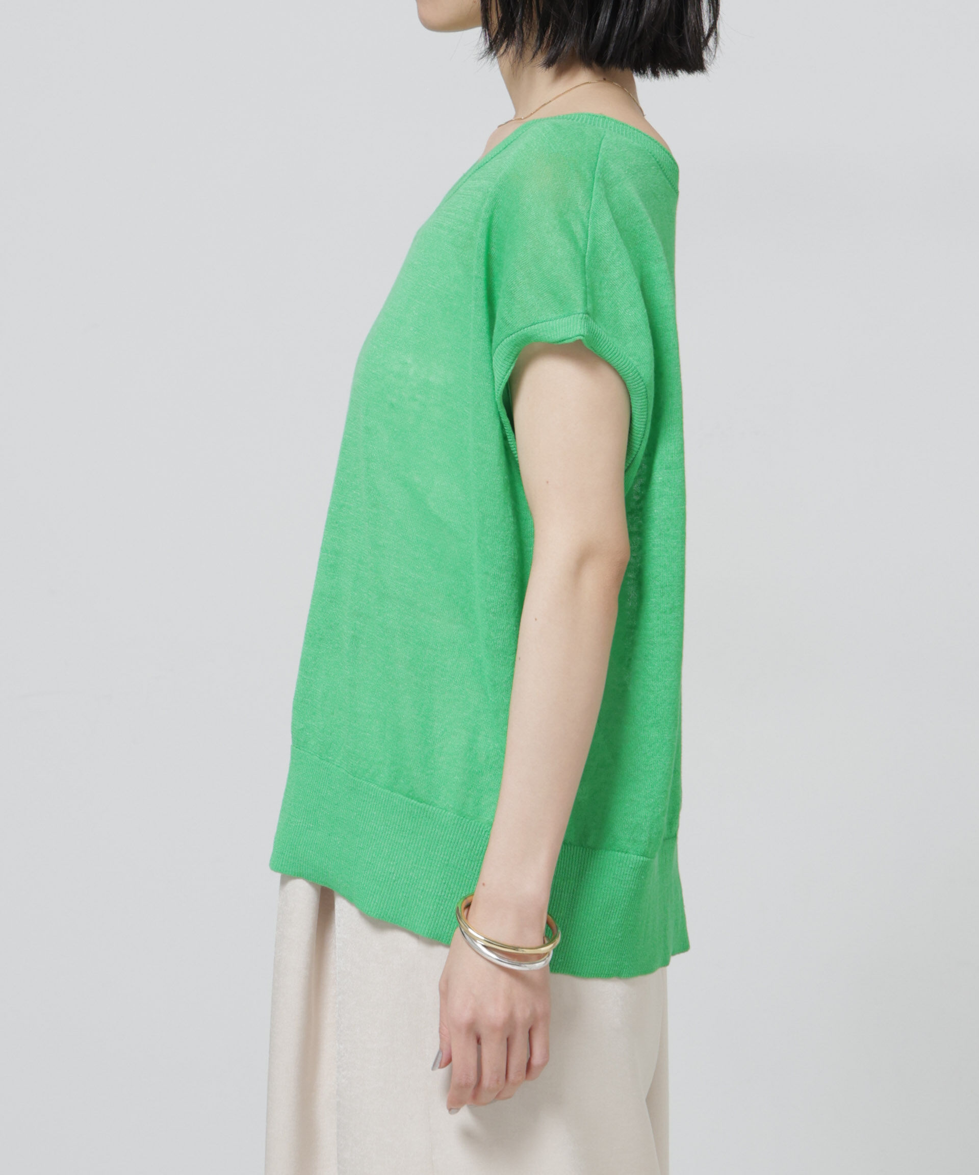 nano･universe「European Flax 2wayフレンチスリーブニット」|ニット・セーター|