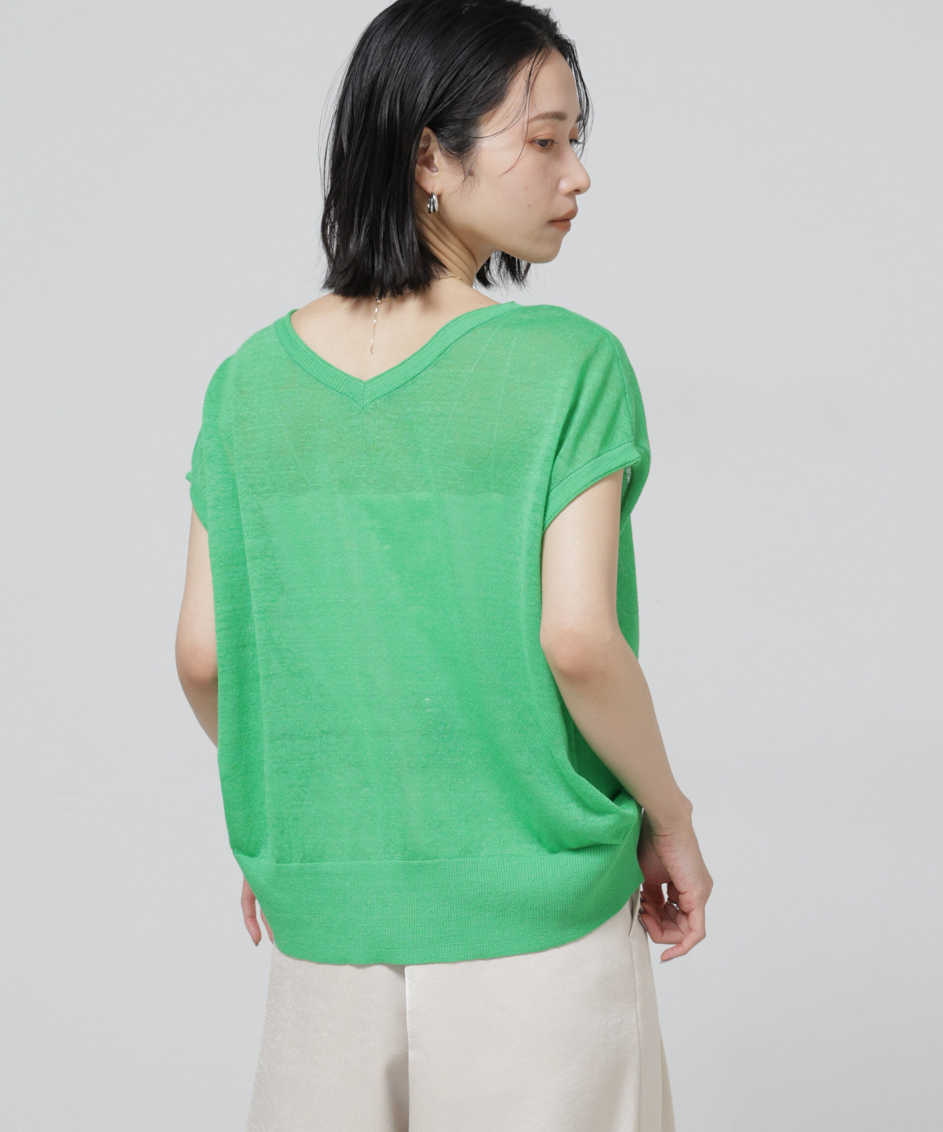 nano･universe「European Flax 2wayフレンチスリーブニット」|ニット・セーター|