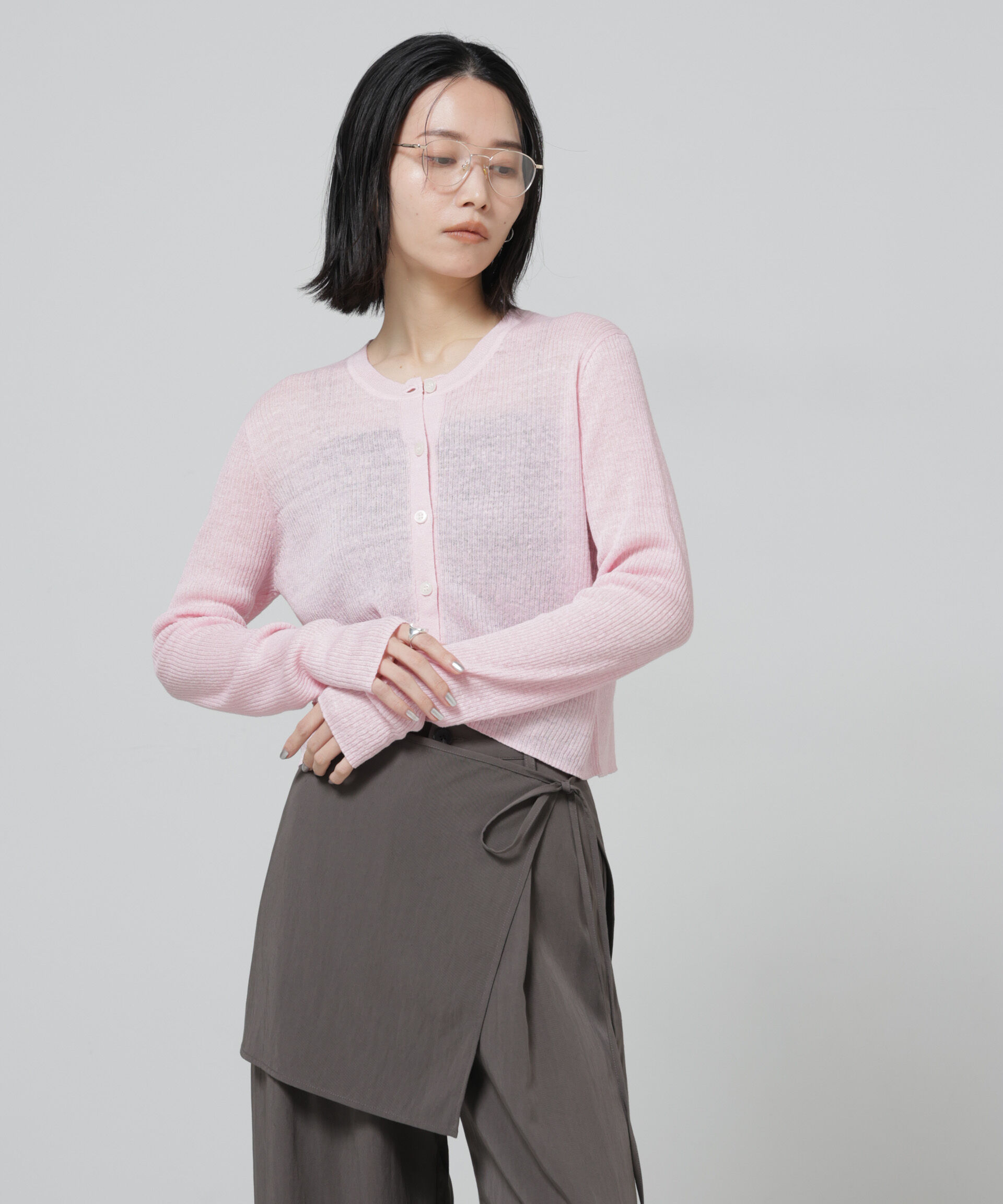 nano･universe「European Flax リブカーディガン」|ニット・セーター|