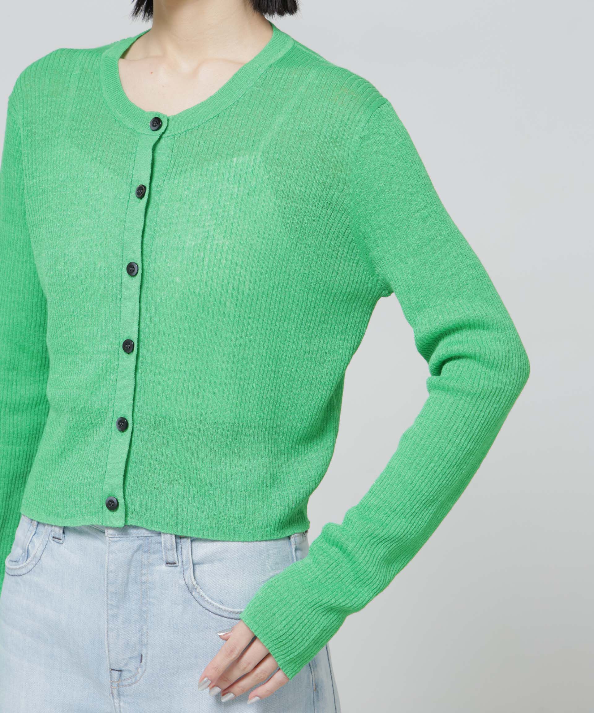 nano･universe「European Flax リブカーディガン」|ニット・セーター|