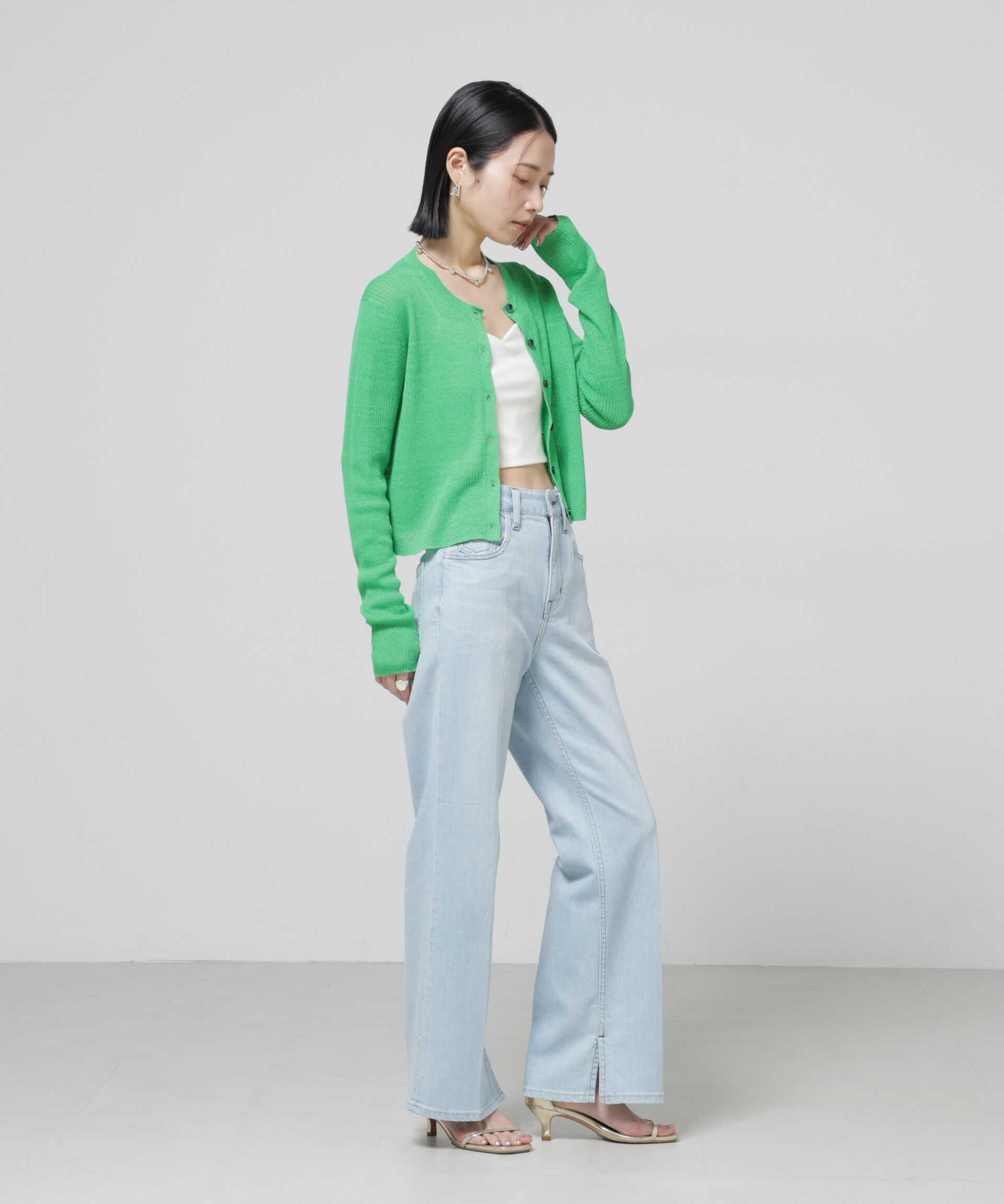 nano･universe「European Flax リブカーディガン」|ニット・セーター|