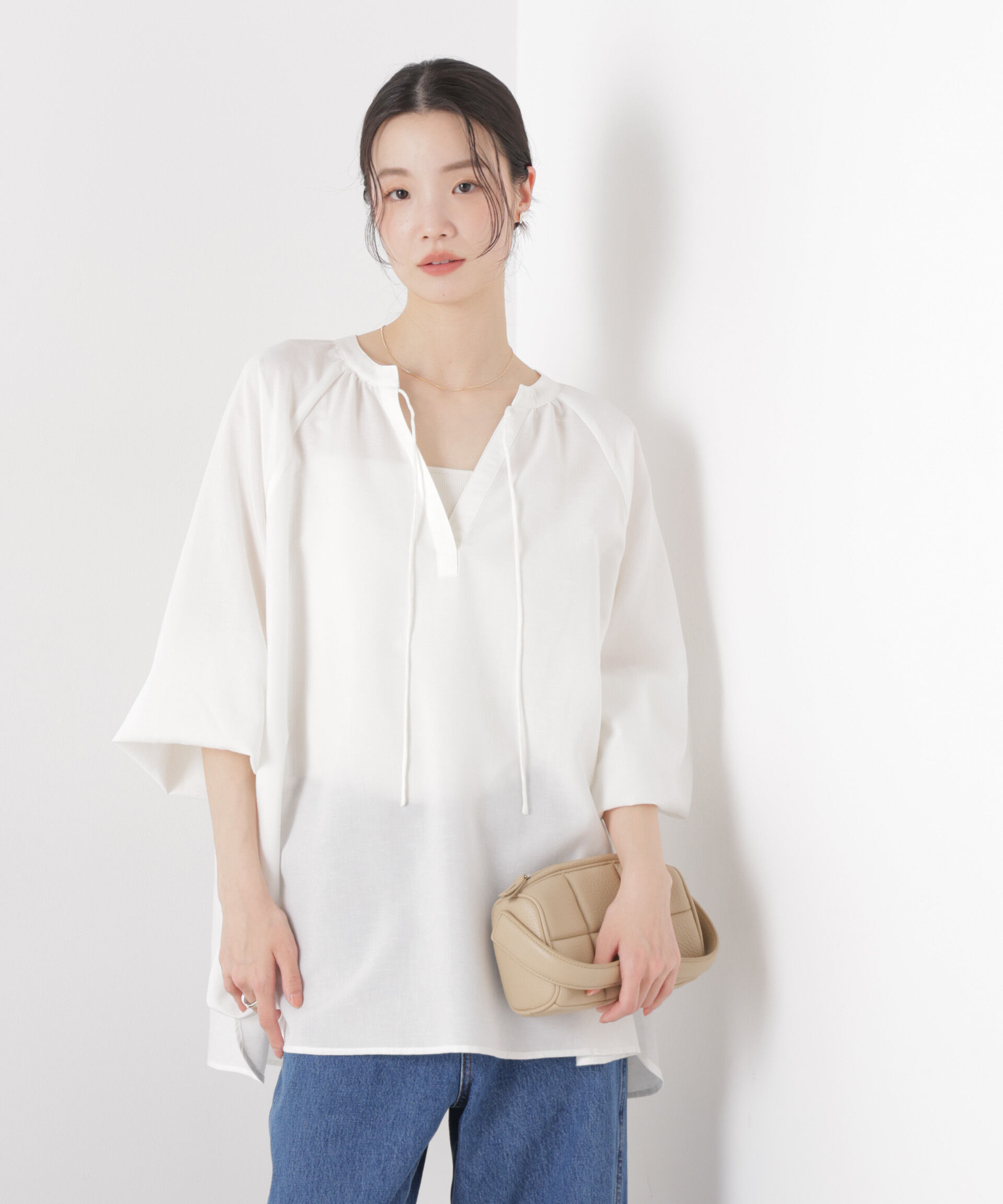 nano･universe「マシンウォッシャブルリネン混 ドルマンプルオーバーブラウス」|シャツ・ブラウス|アイボリー7