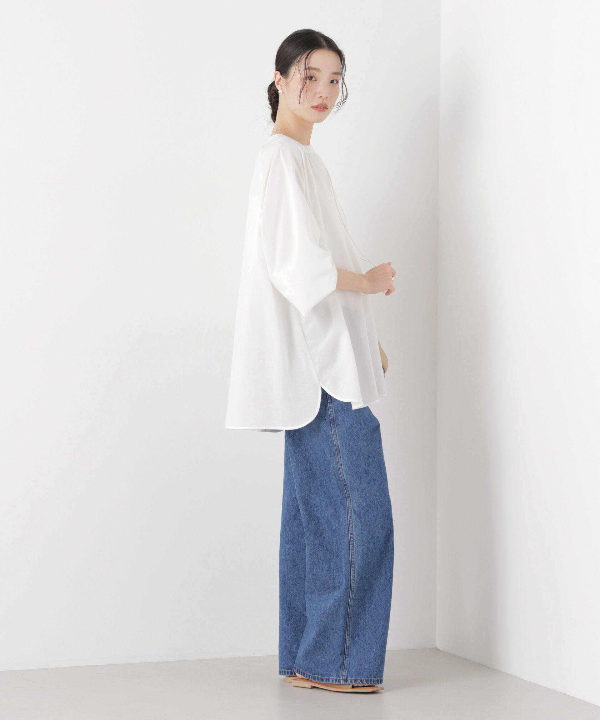 nano･universe「マシンウォッシャブルリネン混 ドルマンプルオーバーブラウス」|シャツ・ブラウス|