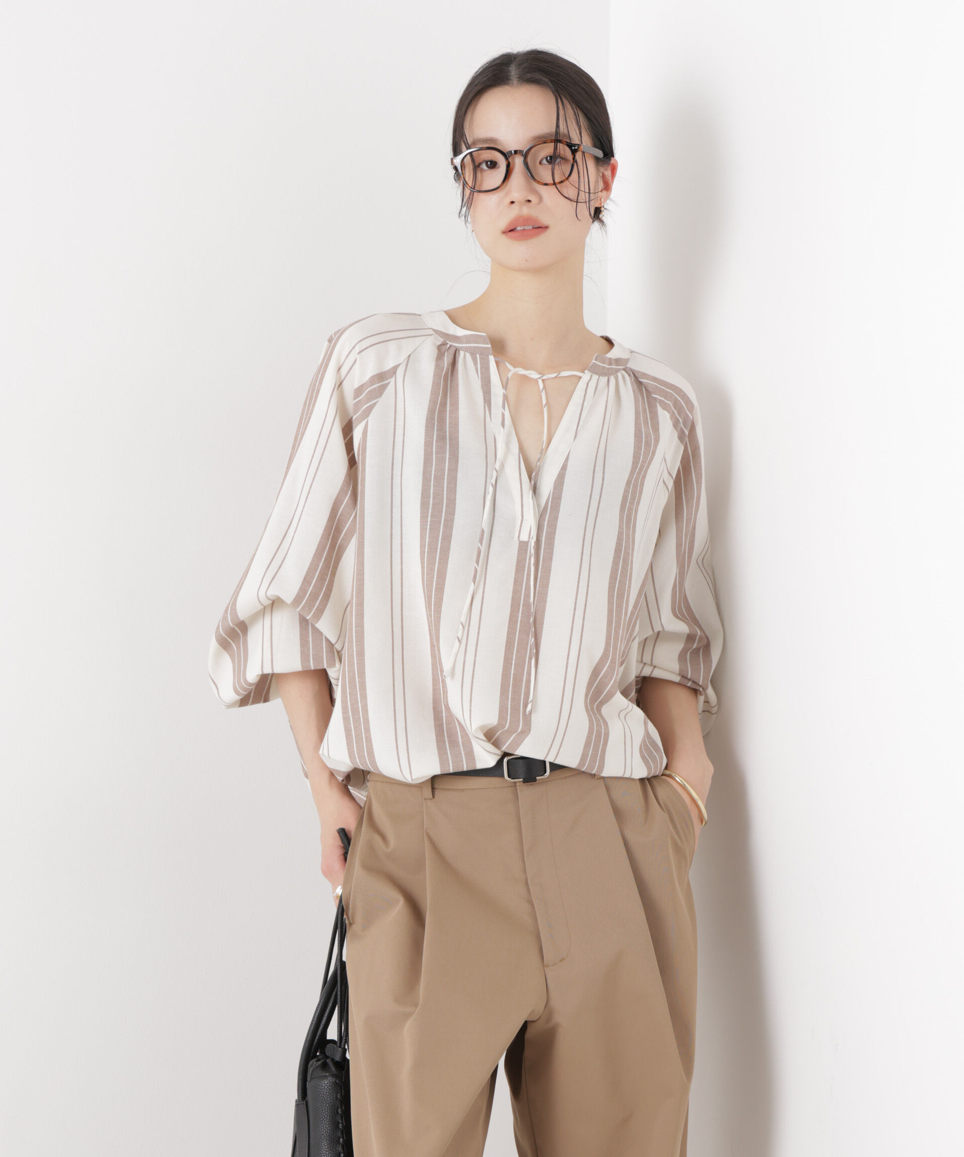 nano･universe「マシンウォッシャブルリネン混 ドルマンプルオーバーブラウス」|シャツ・ブラウス|