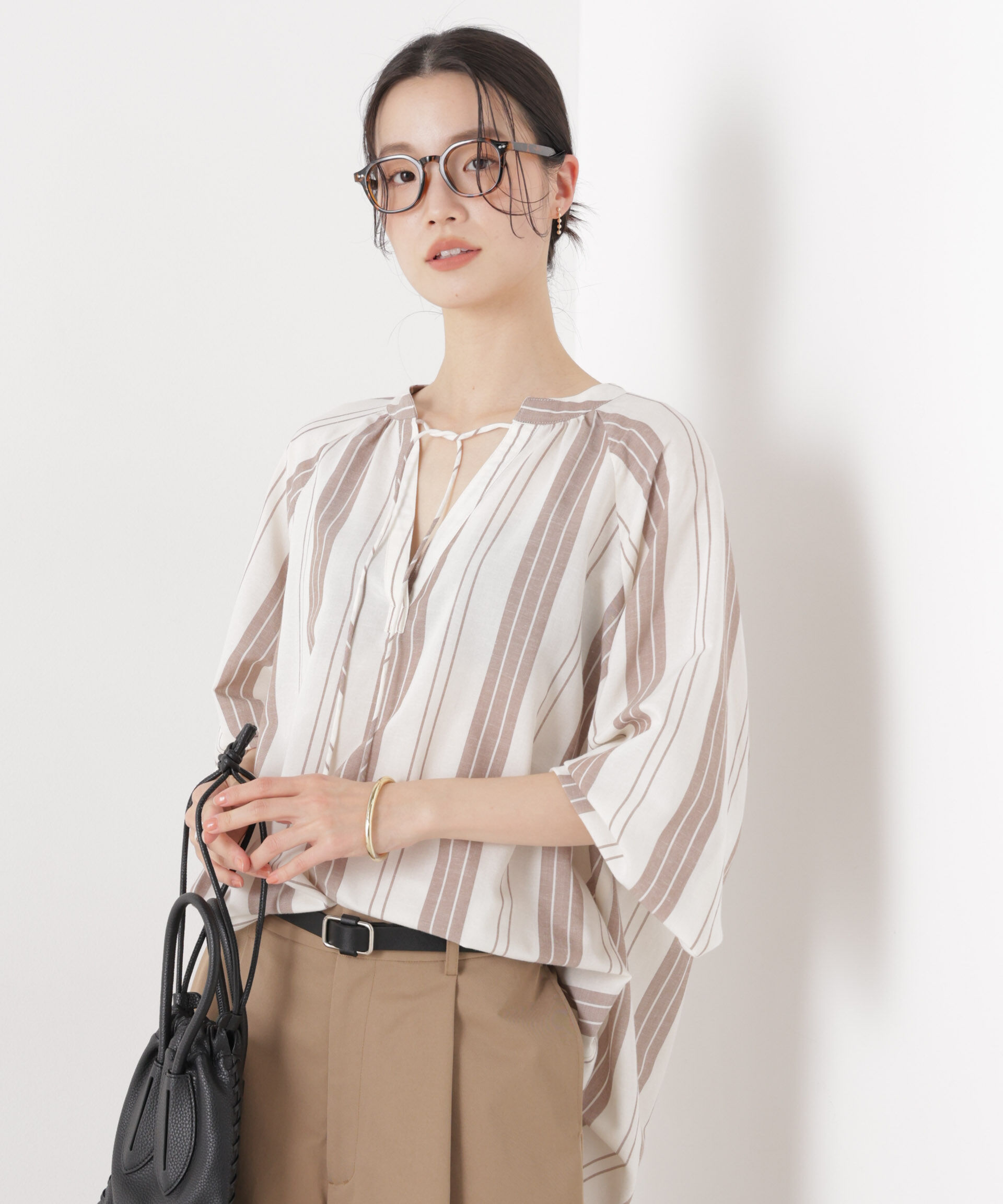 nano･universe「マシンウォッシャブルリネン混 ドルマンプルオーバーブラウス」|シャツ・ブラウス|