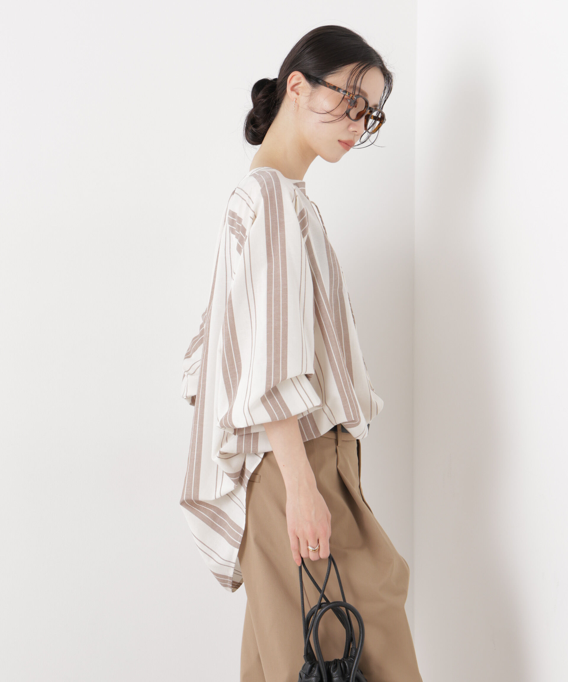 nano･universe「マシンウォッシャブルリネン混 ドルマンプルオーバーブラウス」|シャツ・ブラウス|