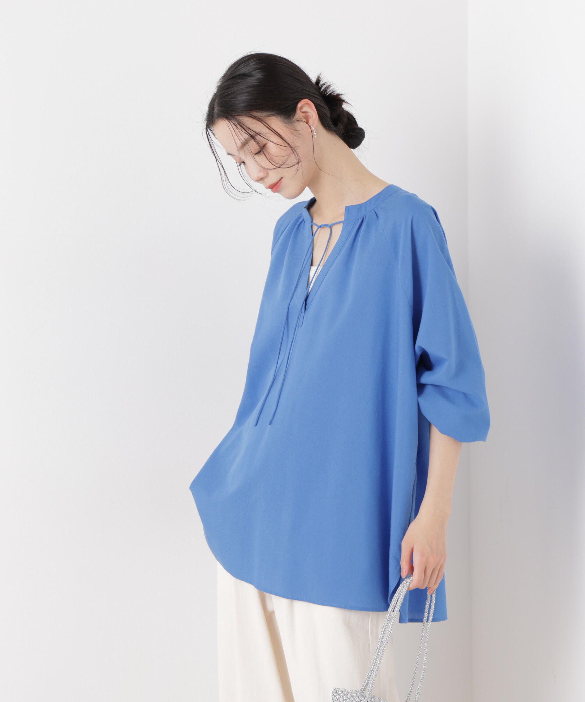 nano･universe「マシンウォッシャブルリネン混 ドルマンプルオーバーブラウス」|シャツ・ブラウス|