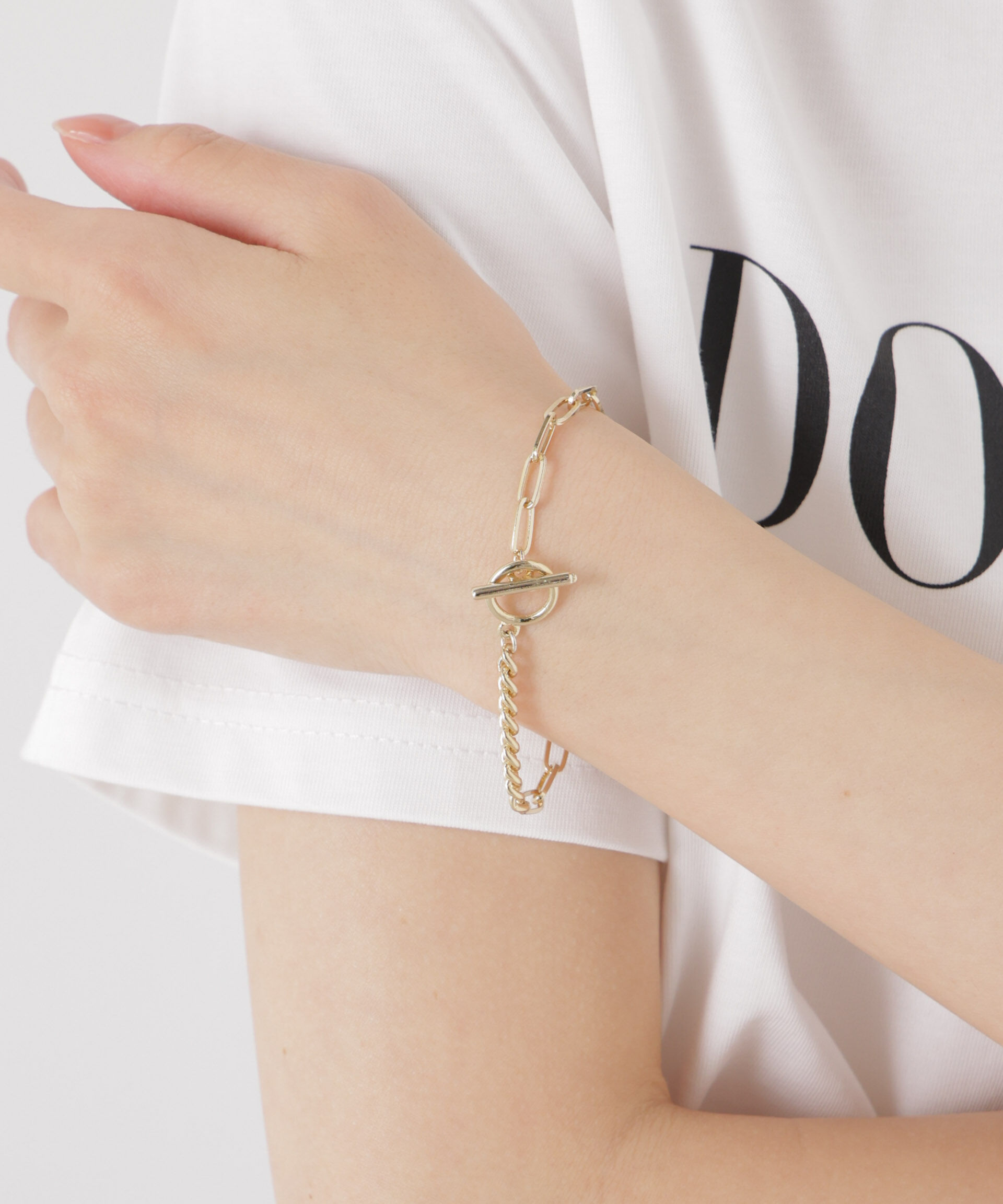 nano･universe「コンビチェーンデザインブレスレット長さ16.5cm」|ブレスレット・バングル|ゴールド