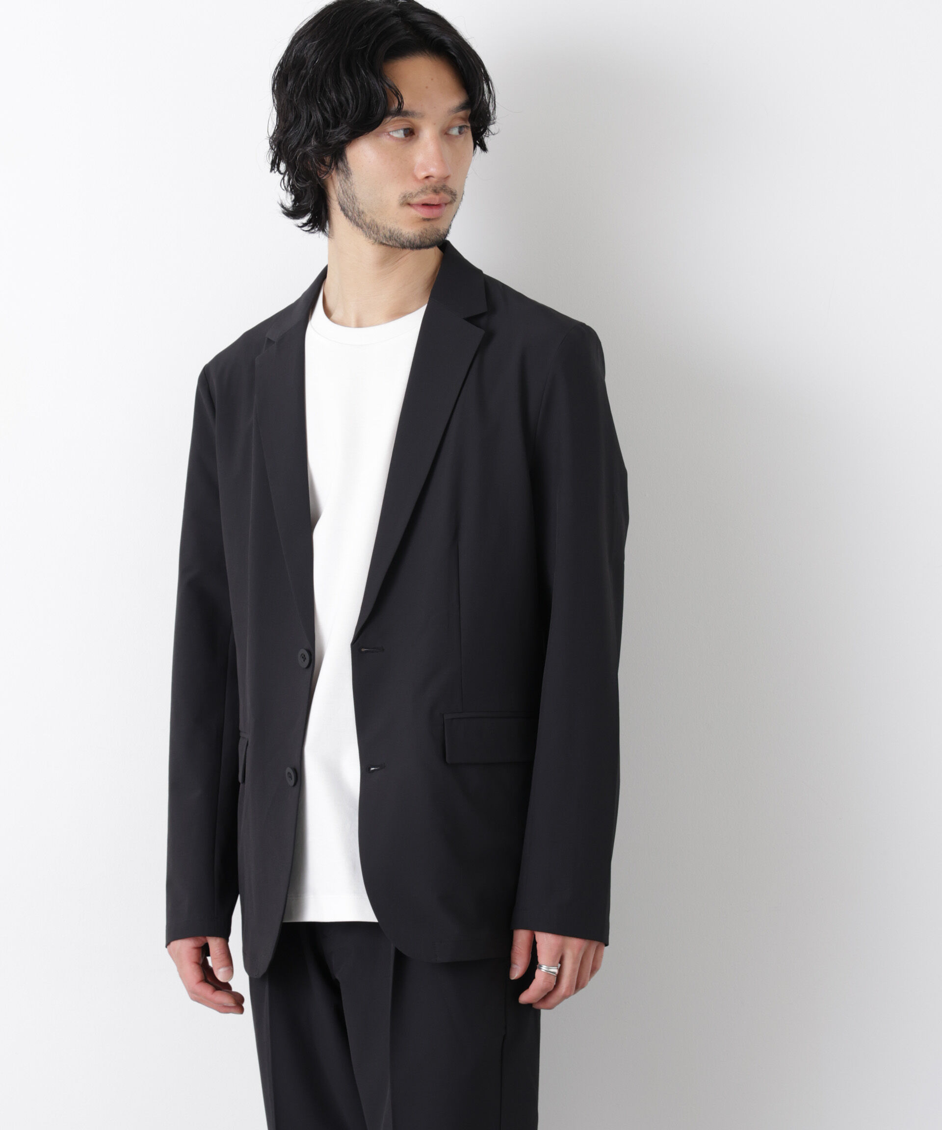 nano･universe「ライトウェイトストレッチ ジャケット（セットアップ可）」|テーラードジャケット|ブラック