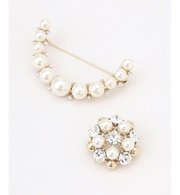 組曲「【好評につき追加販売・2セット】パールビジュー ブローチ」|ブローチ・コサージュ|