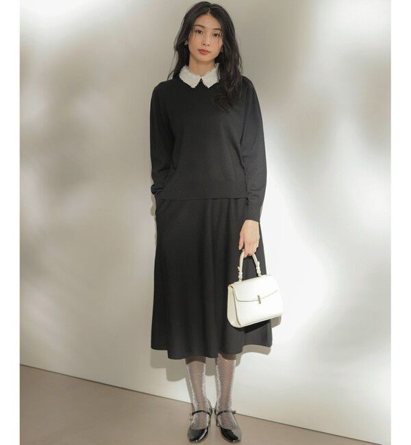 組曲「襟付きニットアップ」|スーツ|ブラック系