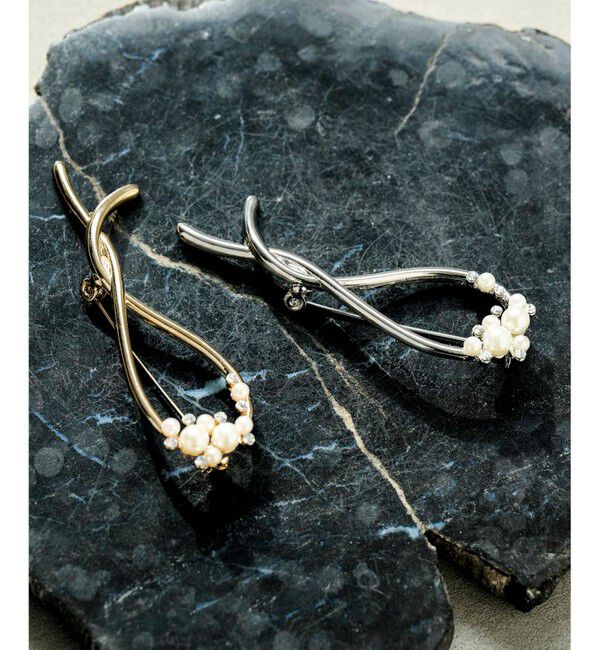 ANY SIS「パール調ツイスト ブローチ」|ブローチ・コサージュ|