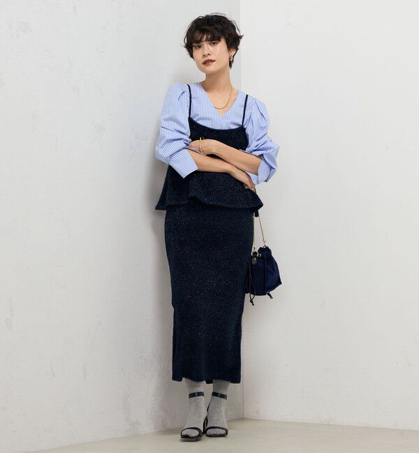 NOLLEY'S sophi「《セットアップ対応》《手洗い可能》キラキラフェザーフレアビスチェ」|ニット・セーター|